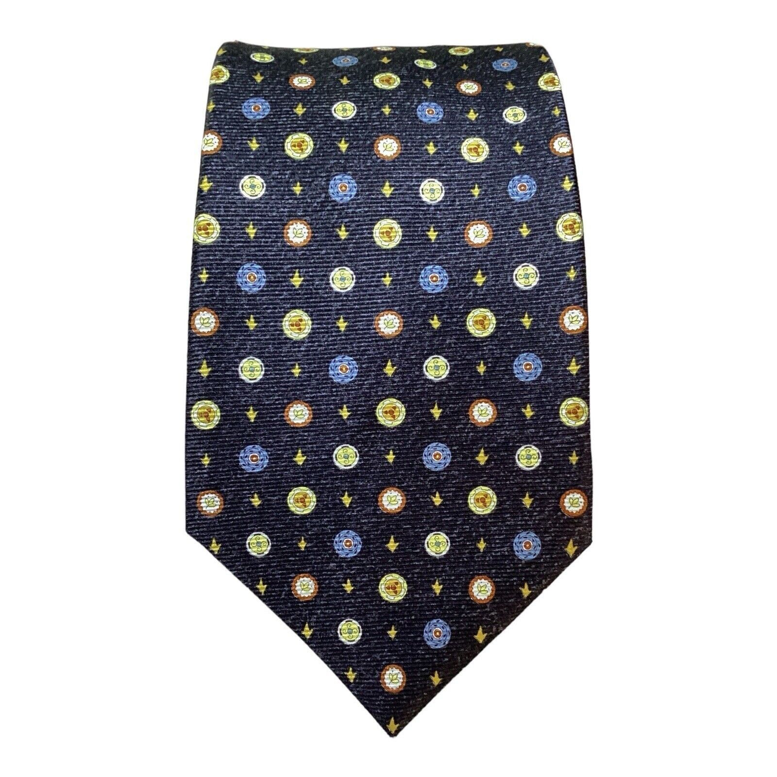 Bvlgari BVLGARI 7Fold Navy Beyblade Print Silk Tie Italy W: 4" NWOT Size ONE SIZE - 10 Thumbnail