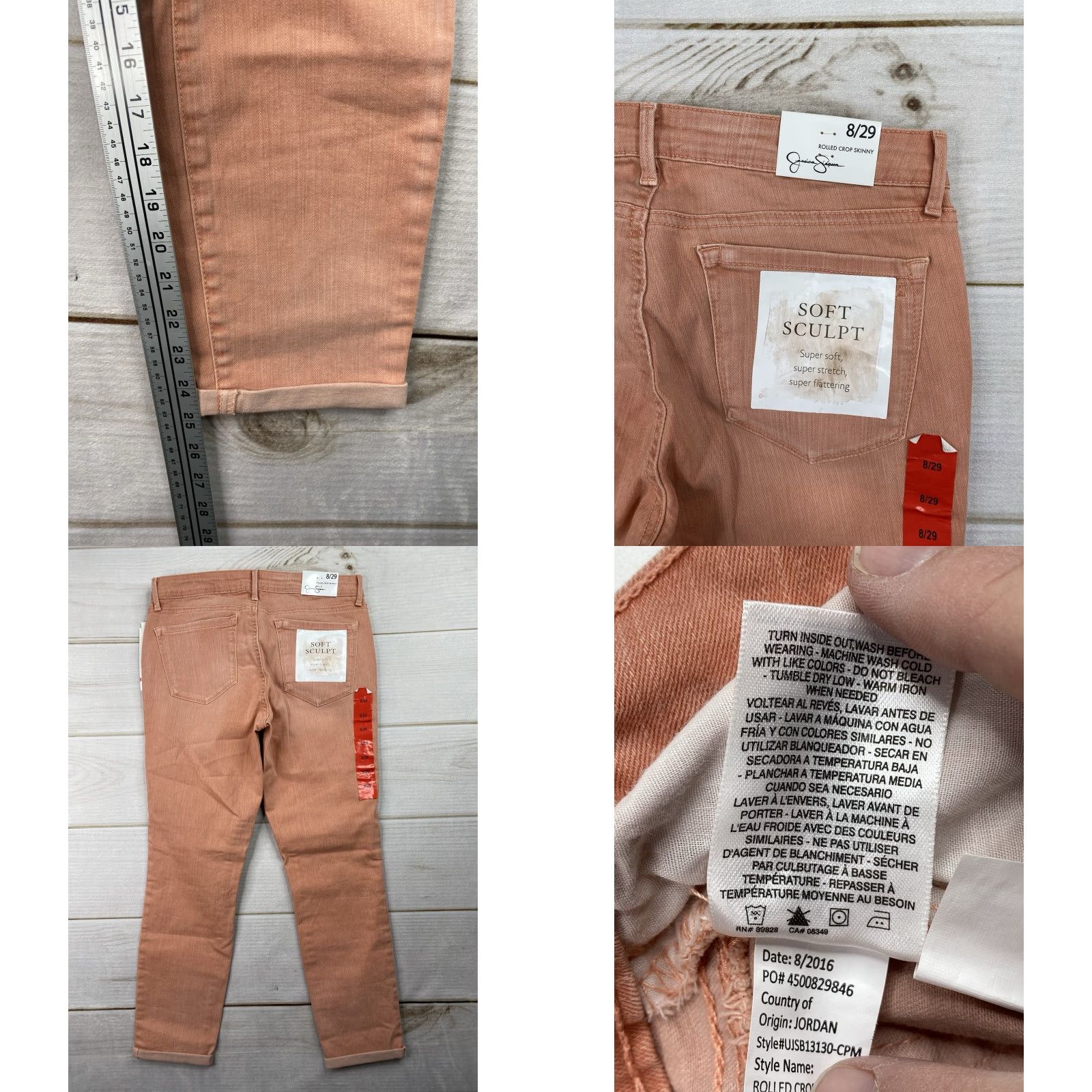 Jessica Simpson NWT Jessica Simpson Jeans Women Pants 8/29 Peach Crop Skinny Soft Stretch Denim 29 Waist Green 25 In Inseam City Style 90s Theme Mens Women Girls? Size 30" / US 8 / IT 44 - 8 Thumbnail