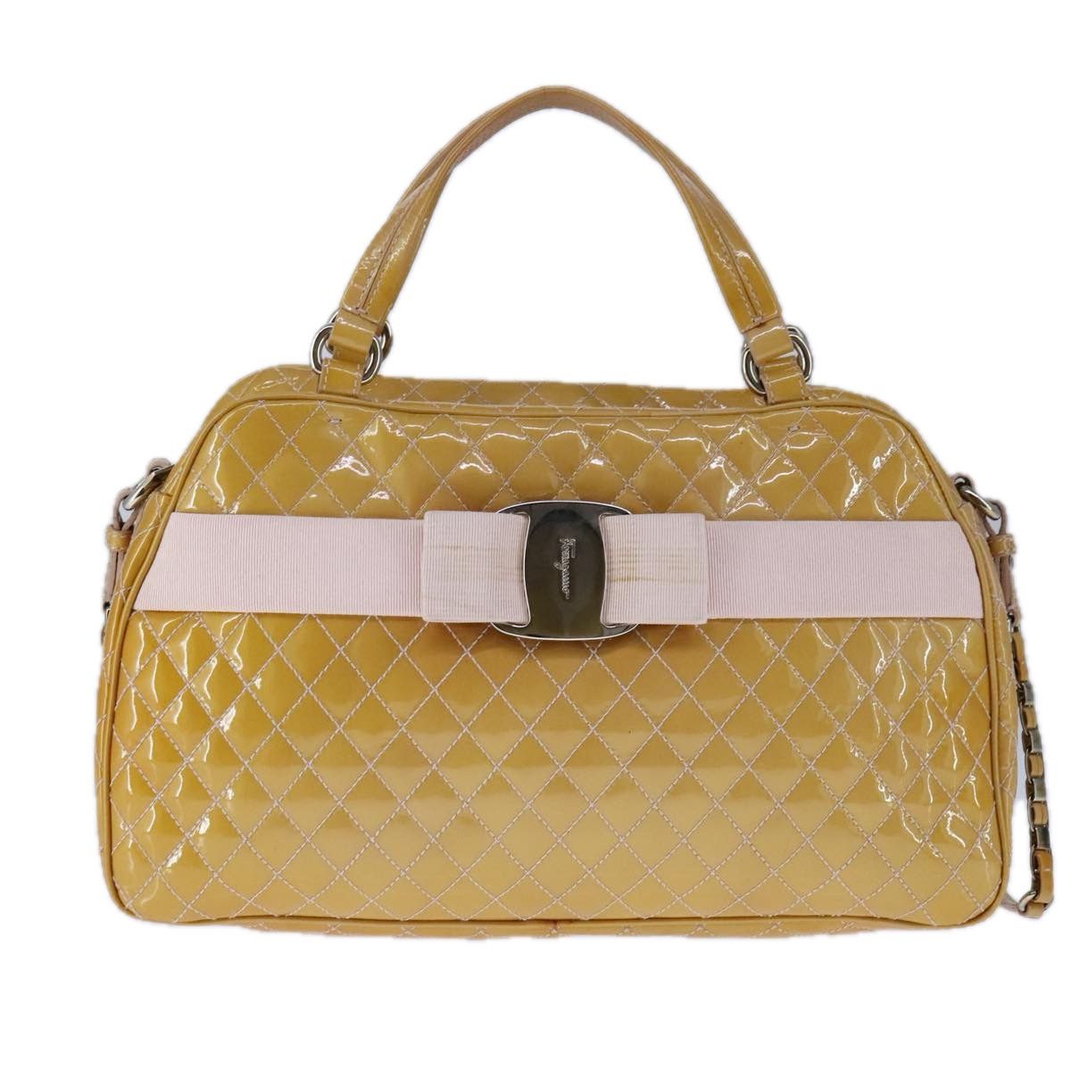 Salvatore Ferragamo Vara Yellow Patent Leather Handbag (Pre-Owned) Size ONE SIZE - 1 Thumbnail