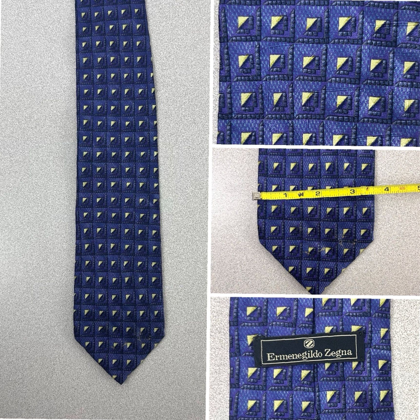 Ermenegildo Zegna Ermenegildo Zegna Neck Tie Silk Purple Geometric Made In Italy 58” Multicolor One Size Men Classic Tie Size ONE SIZE - 2 Thumbnail