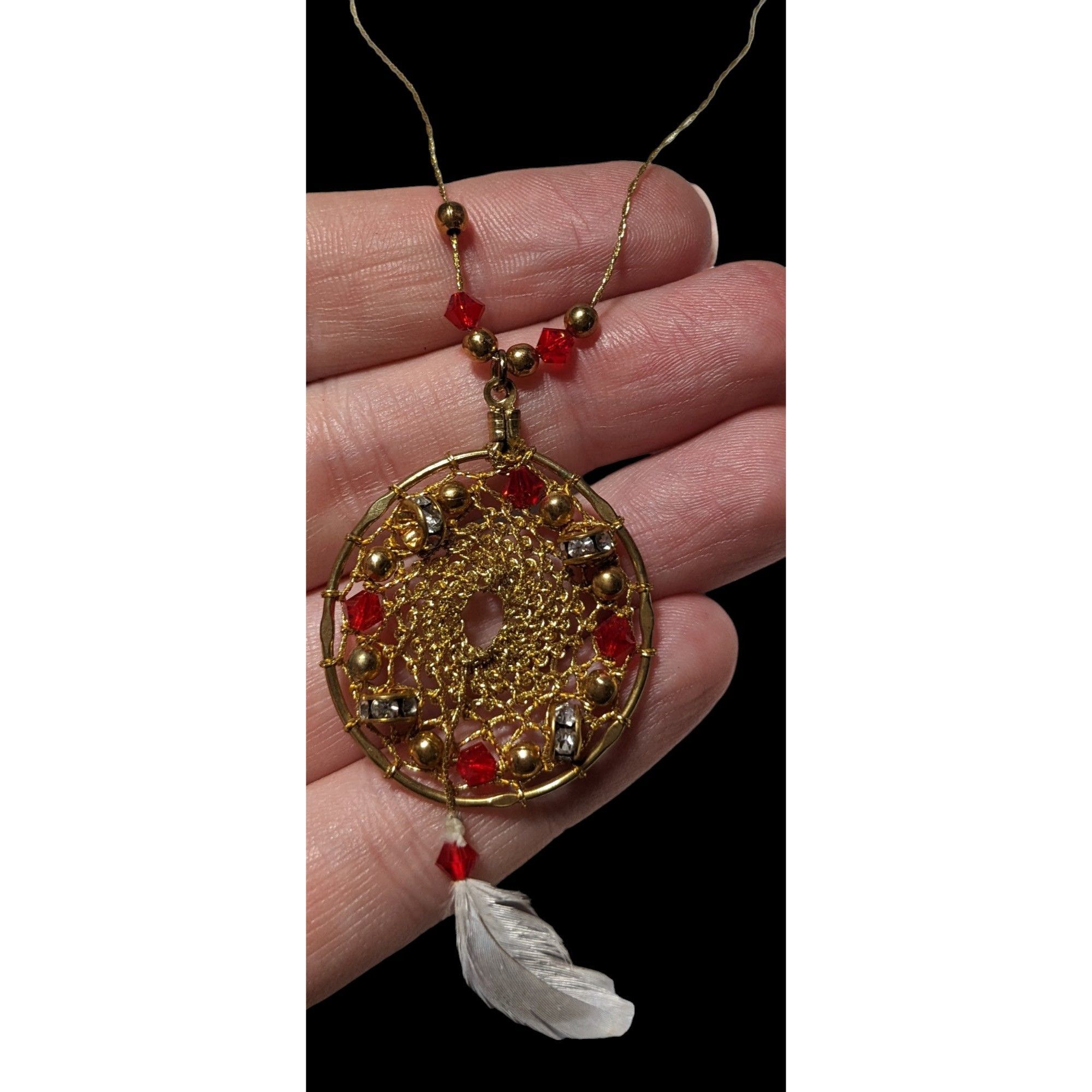 Other Gold Beaded Feather Dreamcatcher Necklace Size ONE SIZE - 3 Thumbnail