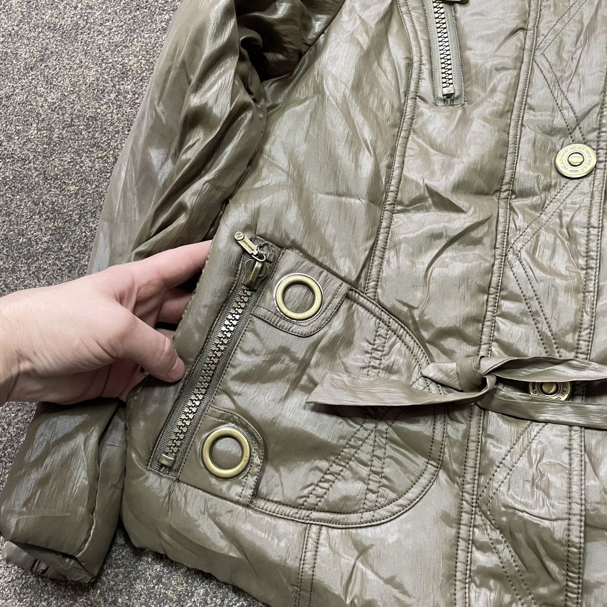 Japanese Brand Vintage 90s Puffer Jacket Olive Style Emo Punk Grail Y2K Size L / US 10 / IT 46 - 3 Thumbnail