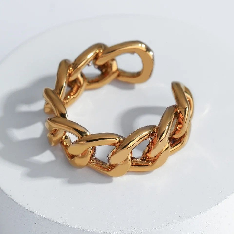 Jewelry gold cuban link ring Size ONE SIZE - 2 Thumbnail
