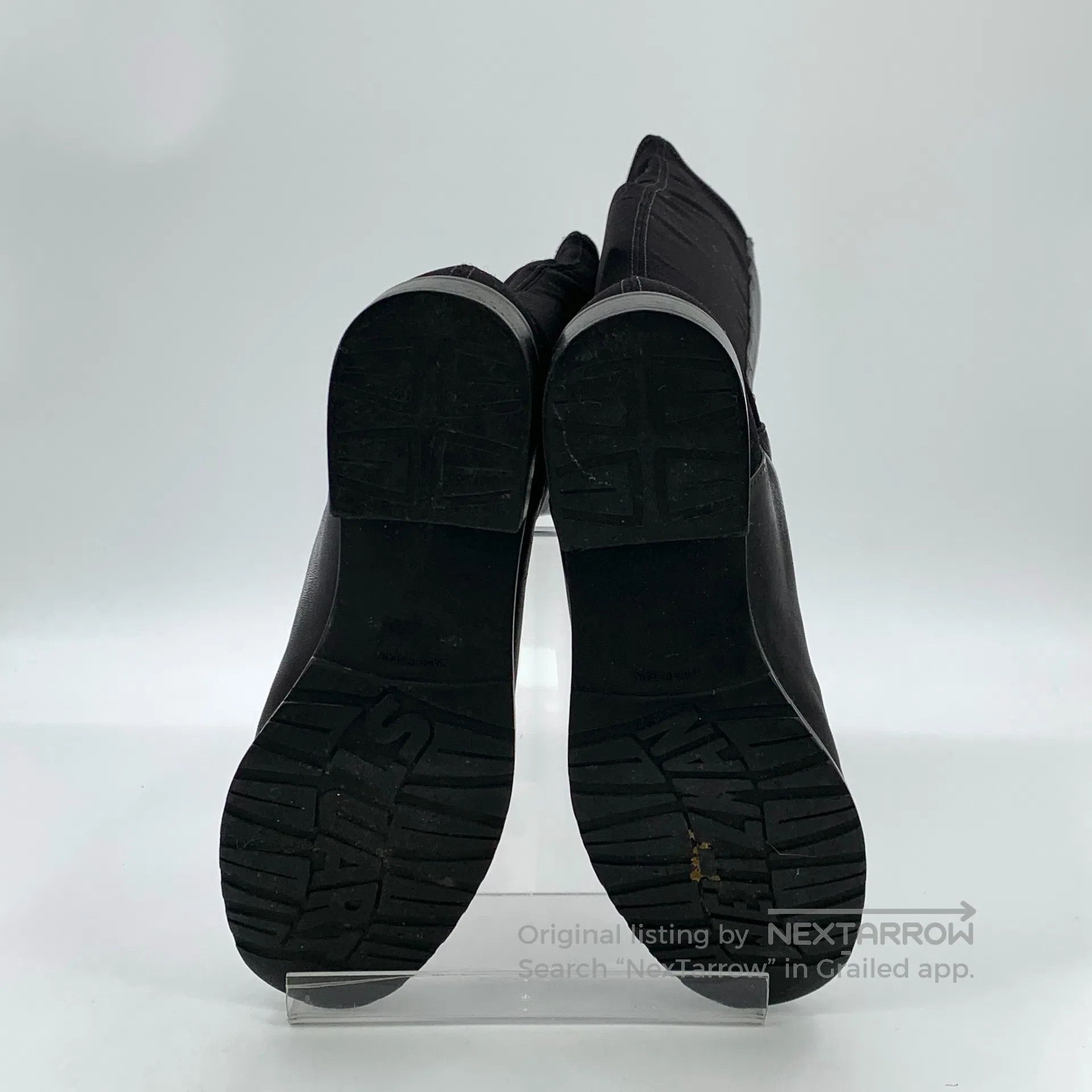 Swarovski SW Black round toe leather casual flat high boots| Size US 12 / IT 42 - 5 Thumbnail