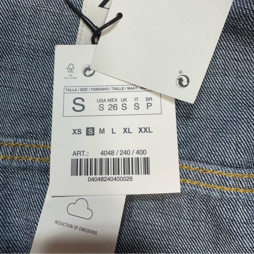 Zara NWT New Zara Cropped Denim Jacket Size S Size S / US 4 / IT 40 - 7 Thumbnail