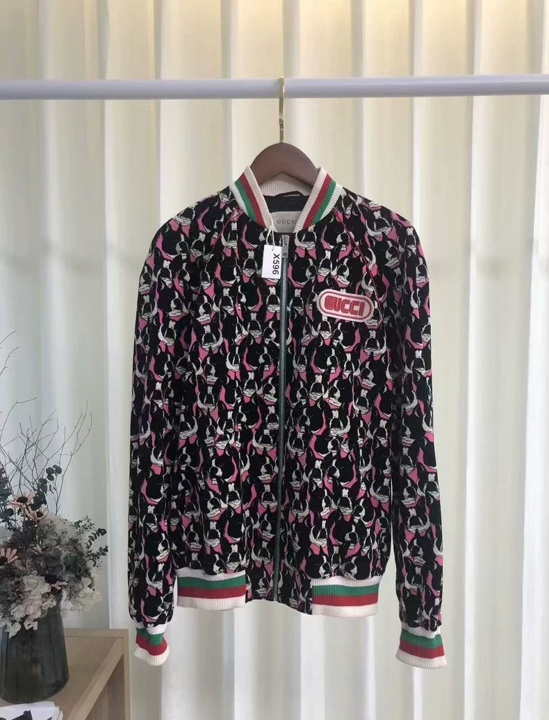 Gucci Bulldog dog head printed velvet jacket 2503-Nextarrow