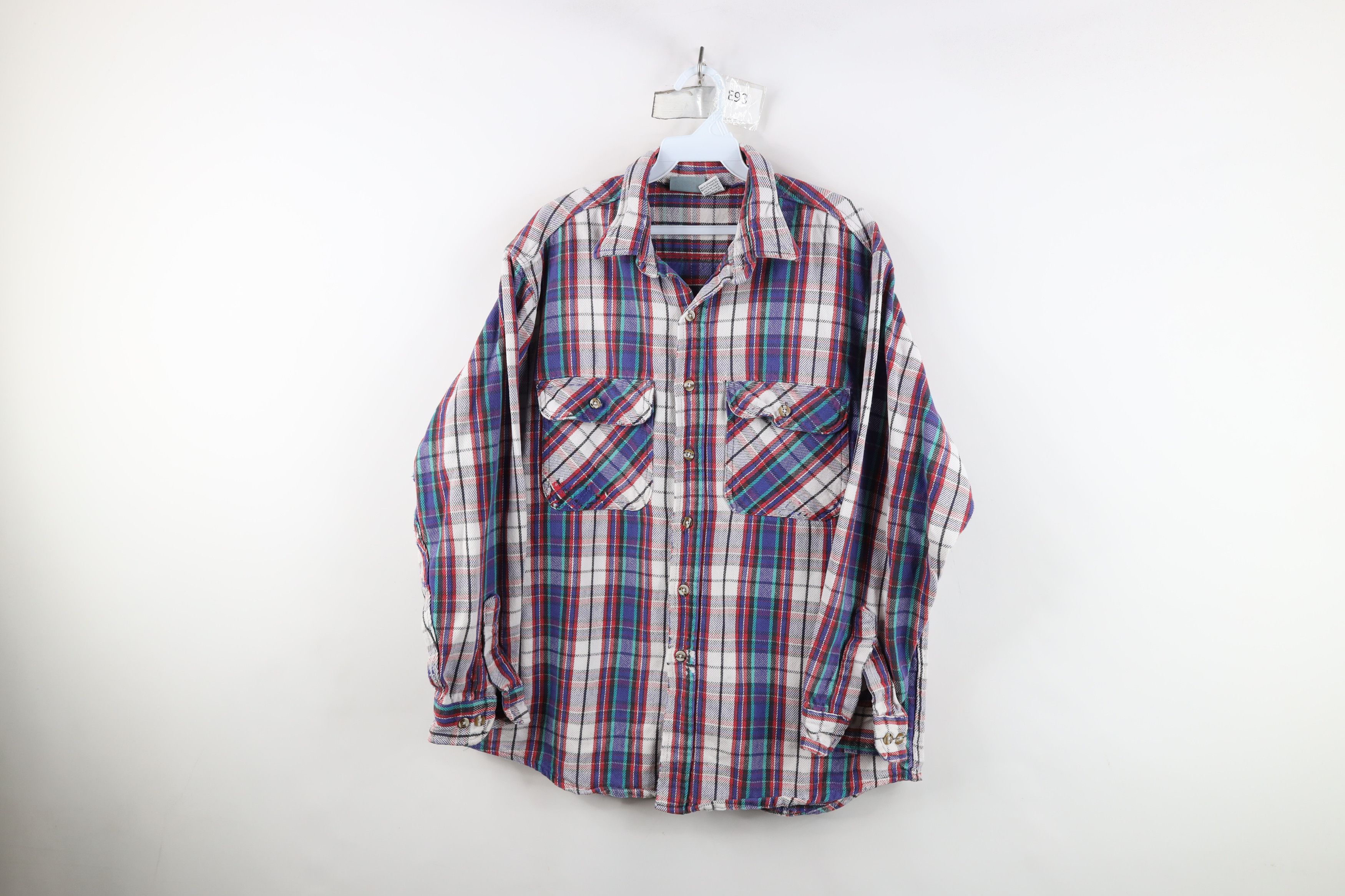 Vintage Vintage 90s Streetwear Heavyweight Flannel Button Shirt Size US L / EU 52-54 / 3 - 1 Thumbnail