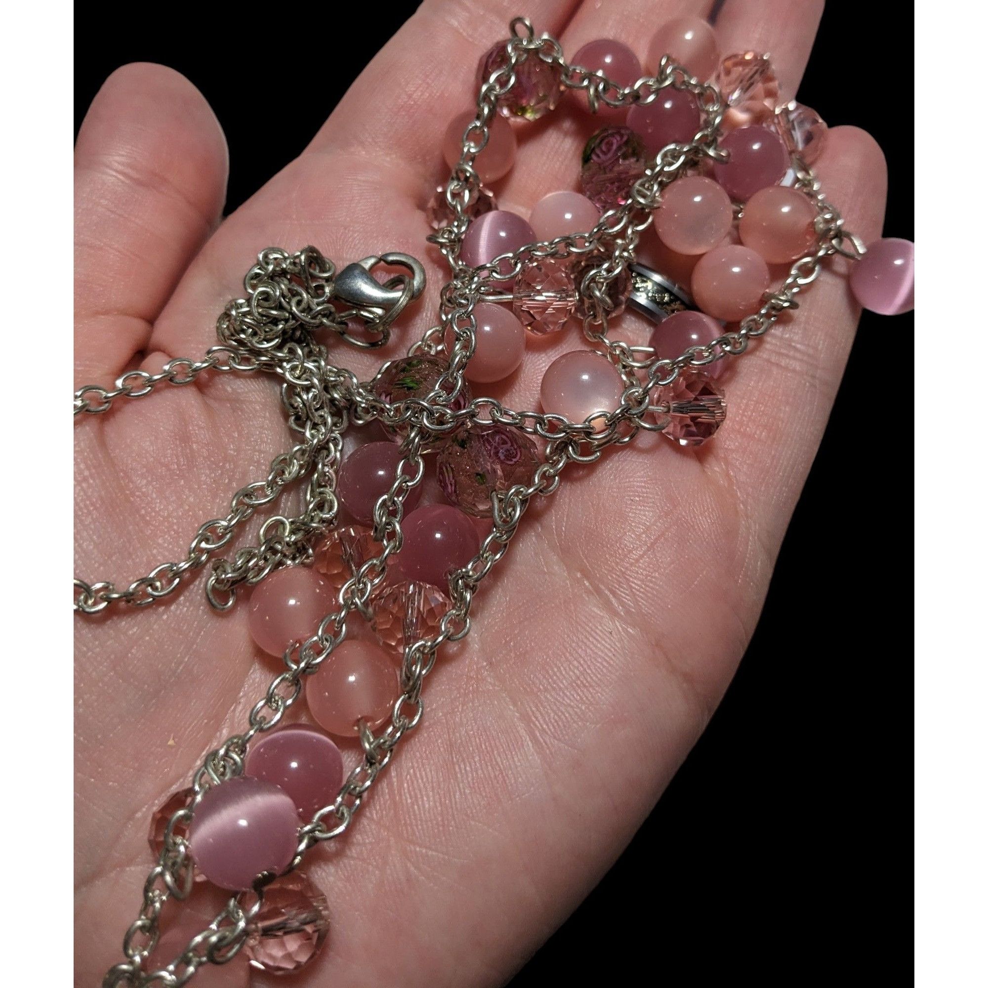 Other Pink & Silver Beaded Fringe Neckalce Size ONE SIZE - 10 Thumbnail