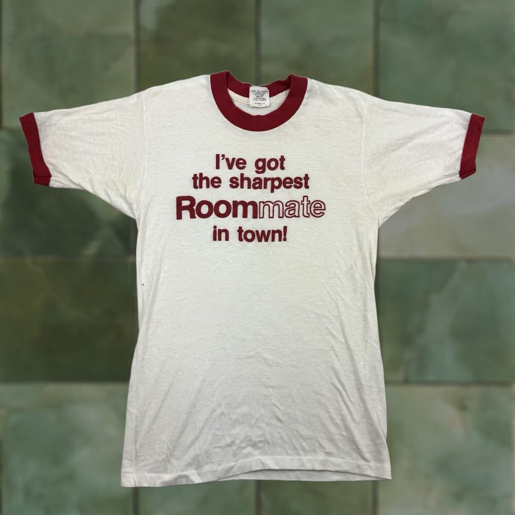Vintage VINTAGE Funny Roommate Ringer Shirt Adult Medium 1980s Hipster Punk Hippie USA Size US M / EU 48-50 / 2 - 1 Thumbnail
