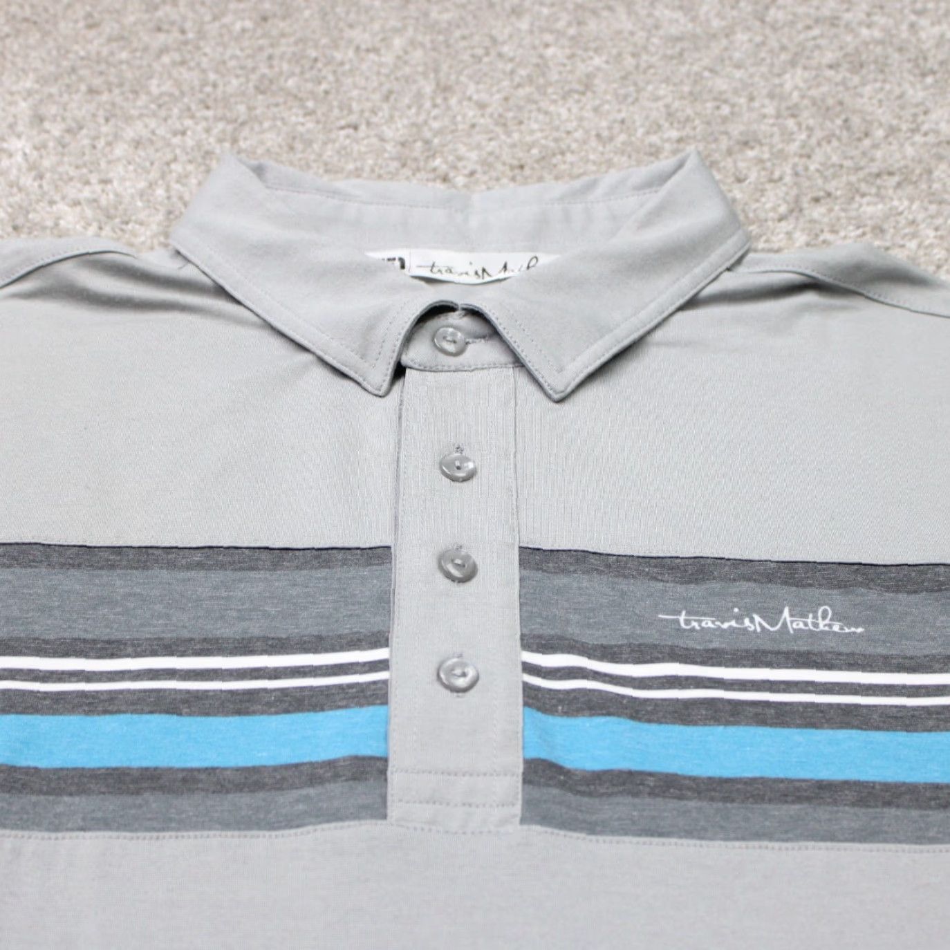 TravisMathew Travis Mathew Polo Shirt Mens Medium Gray Cotton/Polyester Stretch Short Sleeve Size US M / EU 48-50 / 2 - 5 Thumbnail