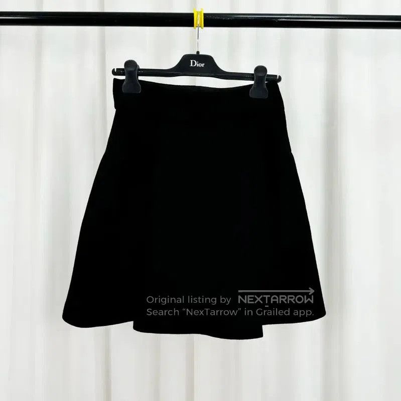 Miu Miu Black Wool A-Line Skirt for Summer .