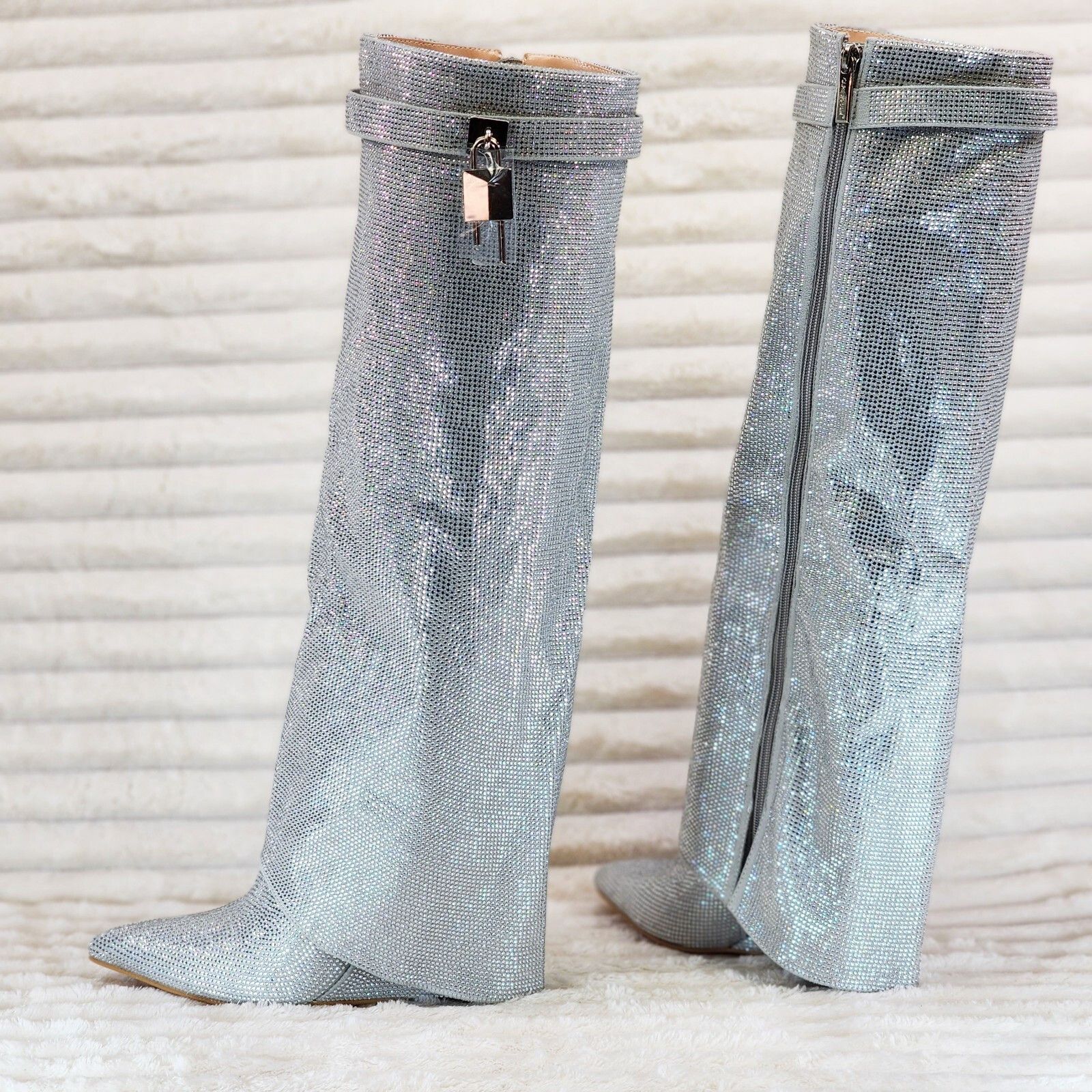 Other Super Sparkle Rhinestone Sharky Skirted Fold Over Wedge Heel Size US 6.5 / IT 36.5 - 1 Thumbnail