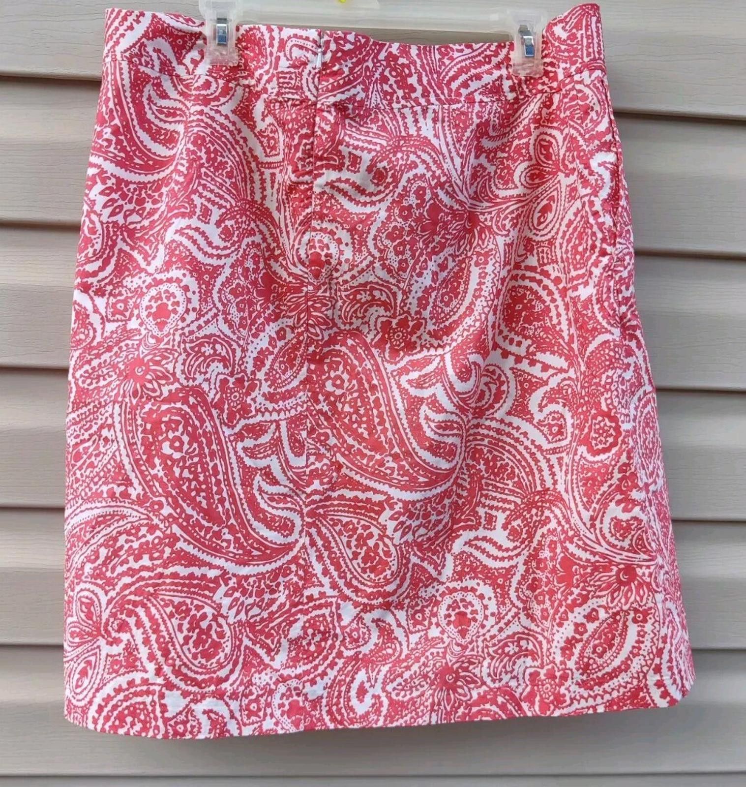 Lands' End Land's End Paisley Orangey Coral and White Womens Skirt Size Size 38" / US 16 / IT 52 - 3 Thumbnail