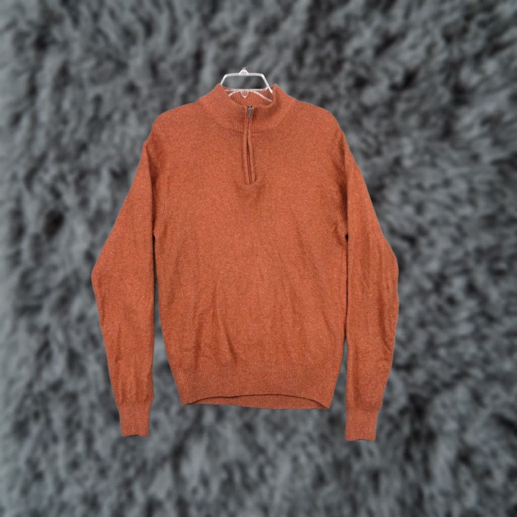 Peter Millar VINTAGE Peter Millar Sweater Mens Medium Orange 1/4 Zip Mock Wool Cashmere Italy Size US M / EU 48-50 / 2 - 1 Thumbnail
