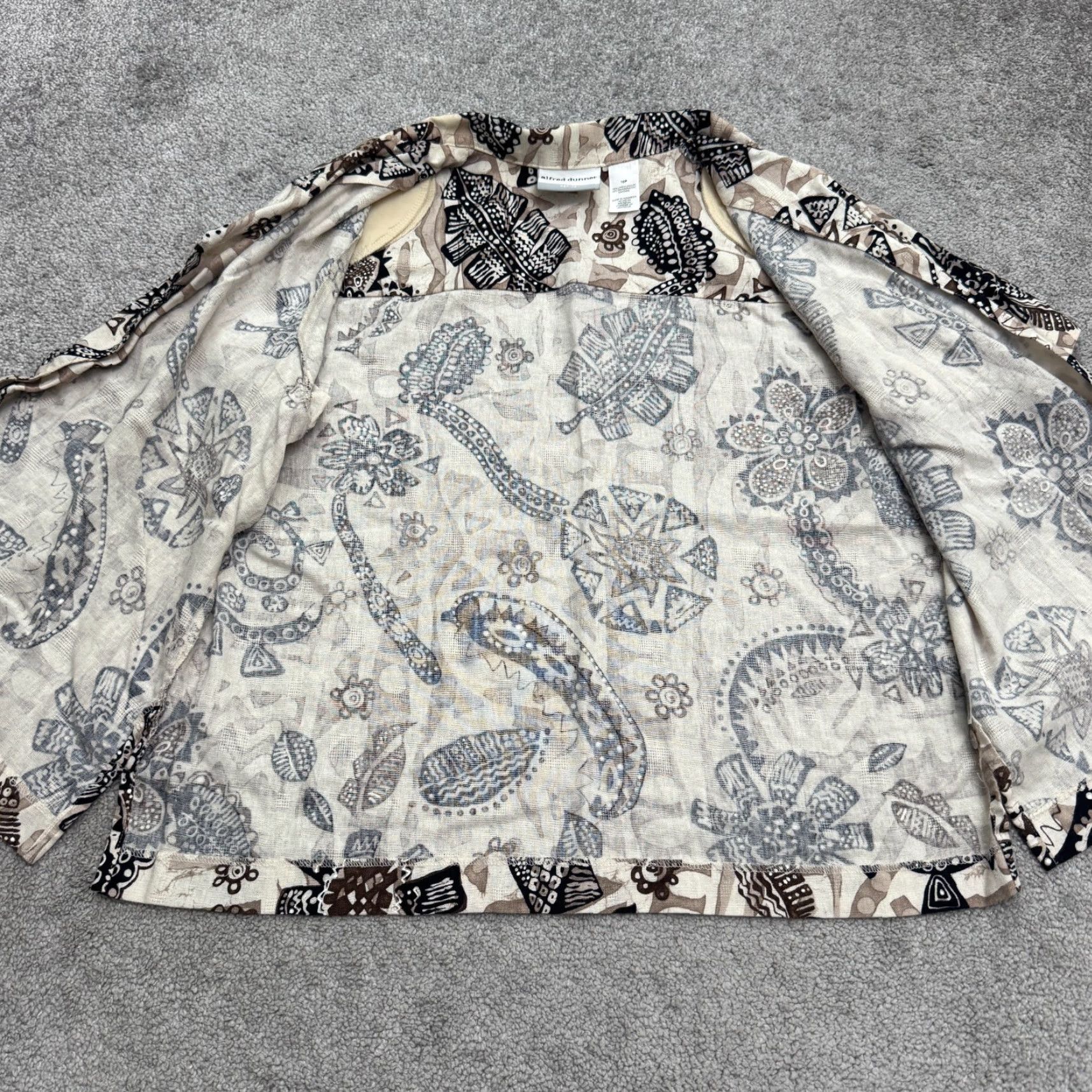 Vintage Vintage Alfred Dunner Linen Batik Paisley Button Down Shirt Womens 16P Brown Top Size XXL / US 16-18 / IT 52-54 - 4 Thumbnail