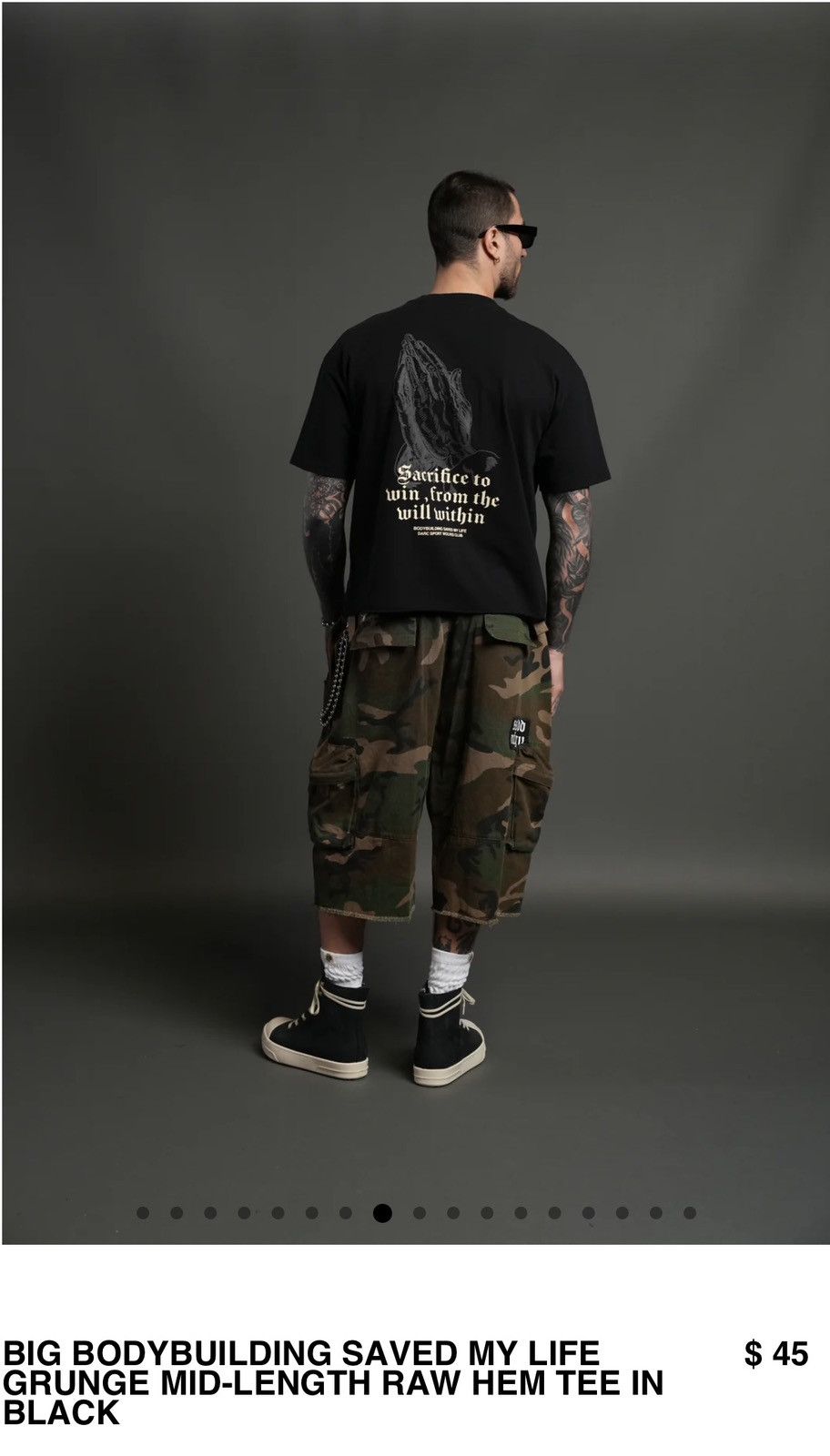 Darc Sport Darc Sport BODYBUILDING SAVED MY LIFE MID-LENGTH RAW HEM TEE Size US L / EU 52-54 / 3 - 3 Thumbnail