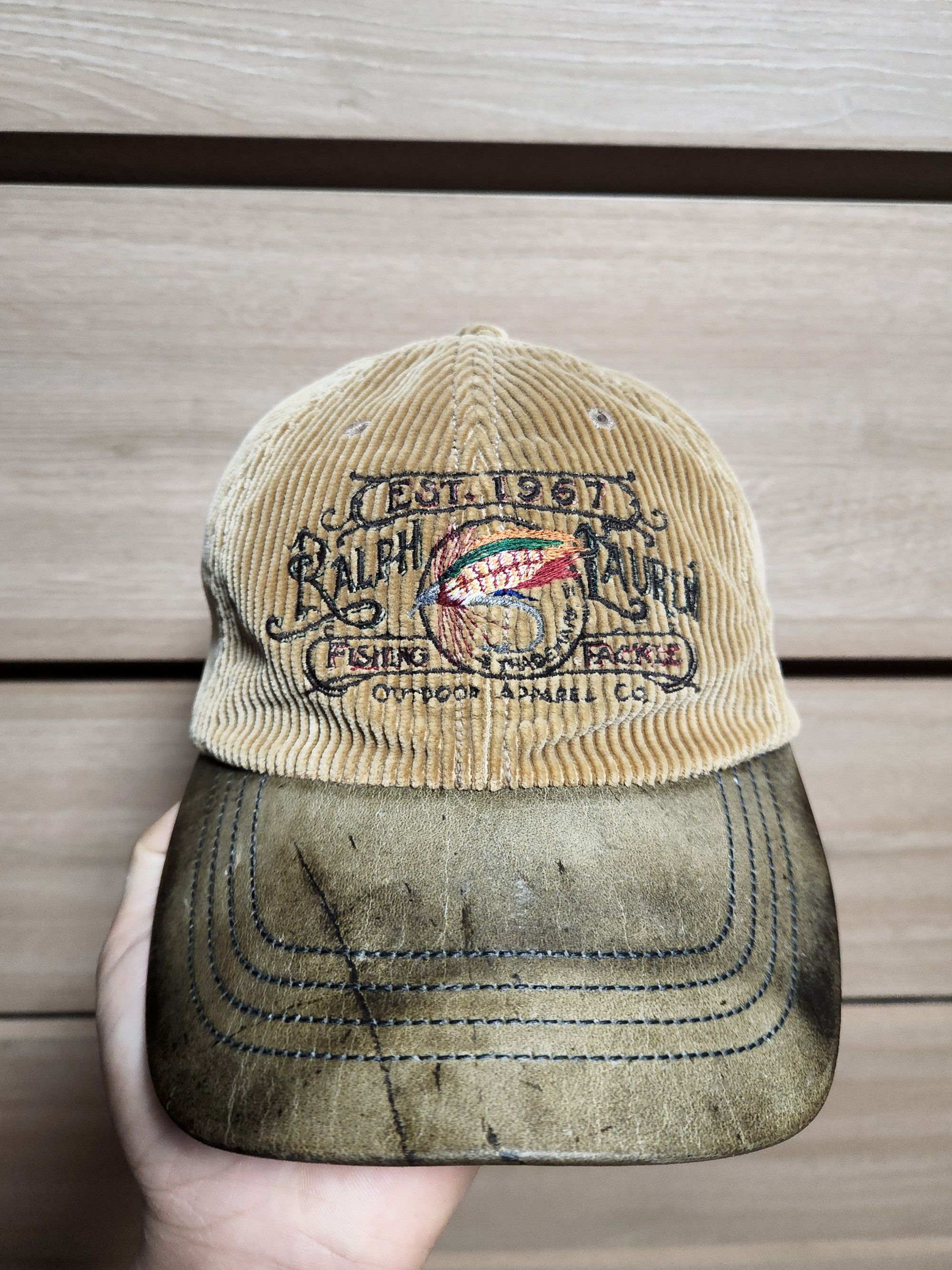 Polo Ralph Lauren VTG Polo Ralph Lauren flyfishing Corduroy leather Hat Cap Size ONE SIZE - 1 Thumbnail