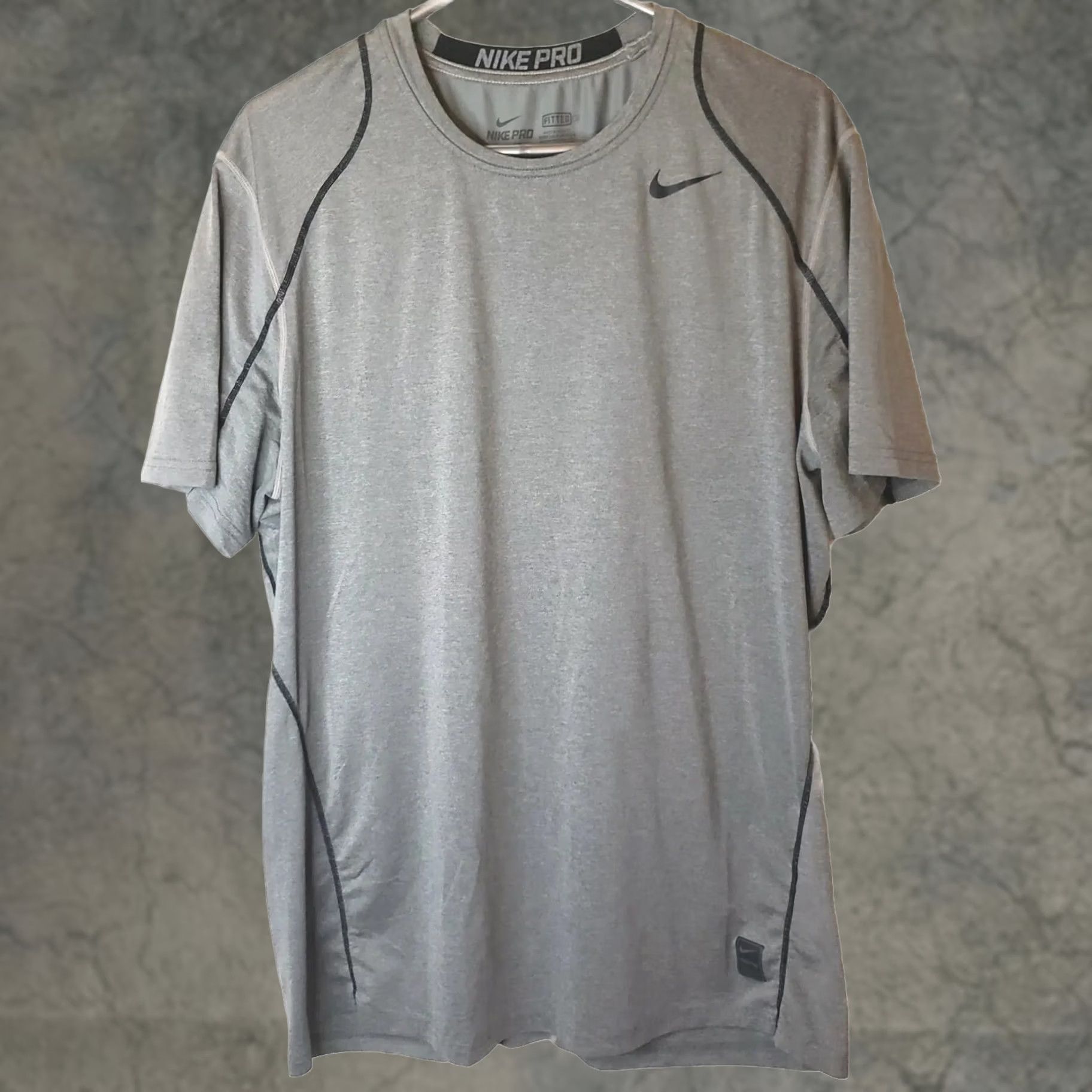 Nike Nike Pro Combat Dri-Fit Men’s Shirt XL Gray Black Short Sleeve Crew Neck Logo Swoosh Lightweight Moisture Wicking Athletic Shirt Size US XL / EU 56 / 4 - 1 Thumbnail
