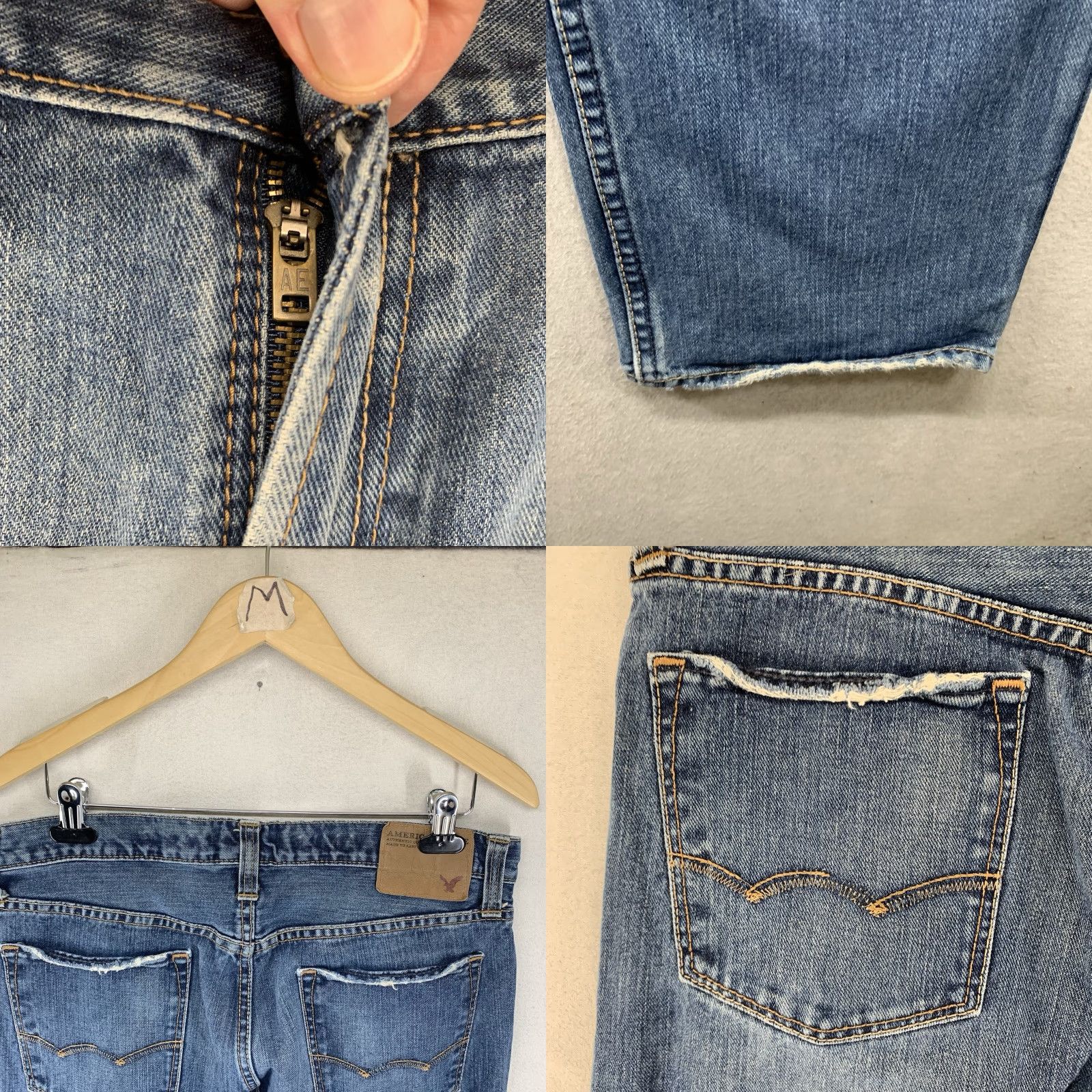 American Eagle Outfitters American Eagle Jeans Mens 34x34 36x34 Slim Medium Wash Distressed Soft Tag Size US 34 / EU 50 - 9 Thumbnail