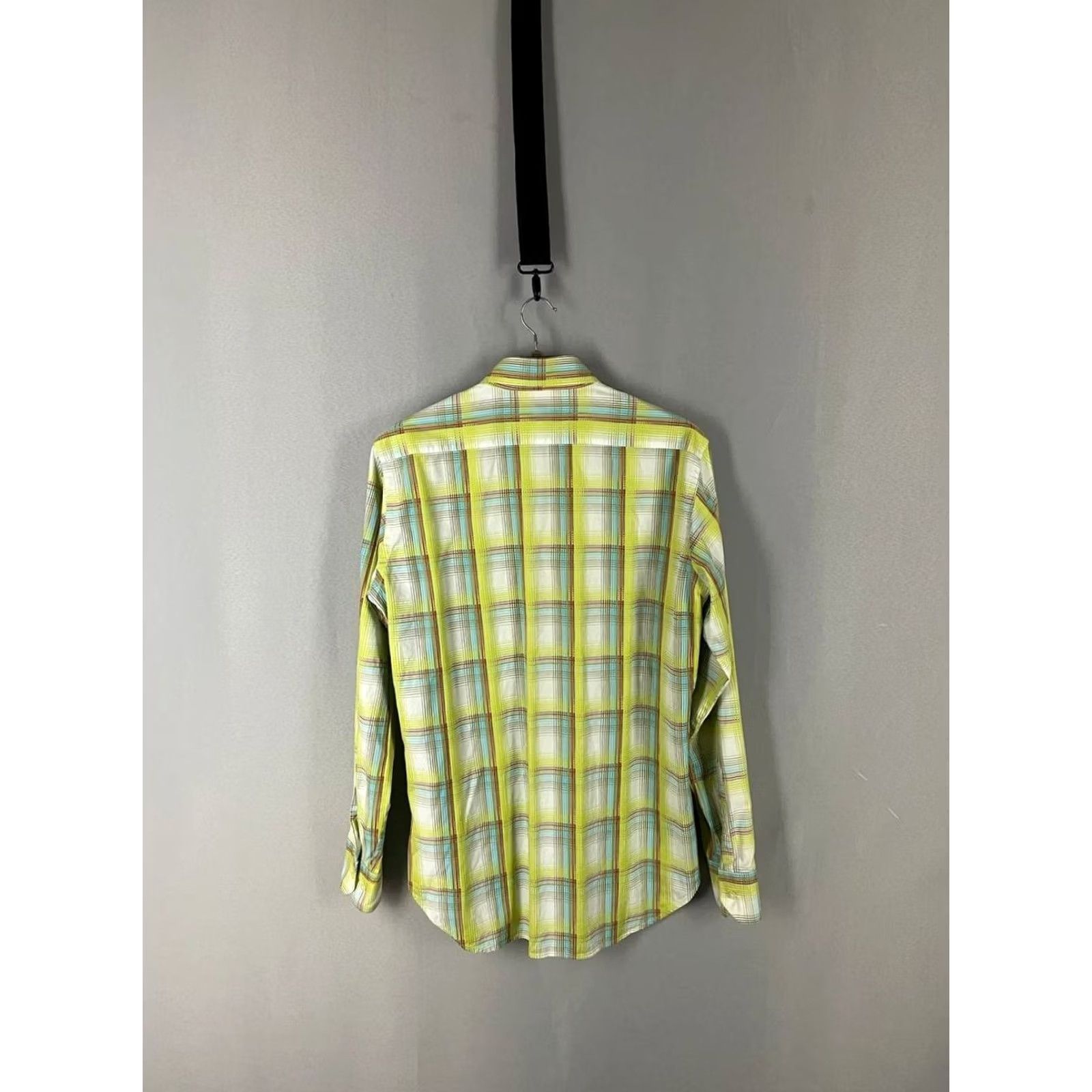 Etro Etro Milano Mens Button-Up Shirt 40 Yellow Plaid Cotton Long Sleeve Size US L / EU 52-54 / 3 - 2 Thumbnail