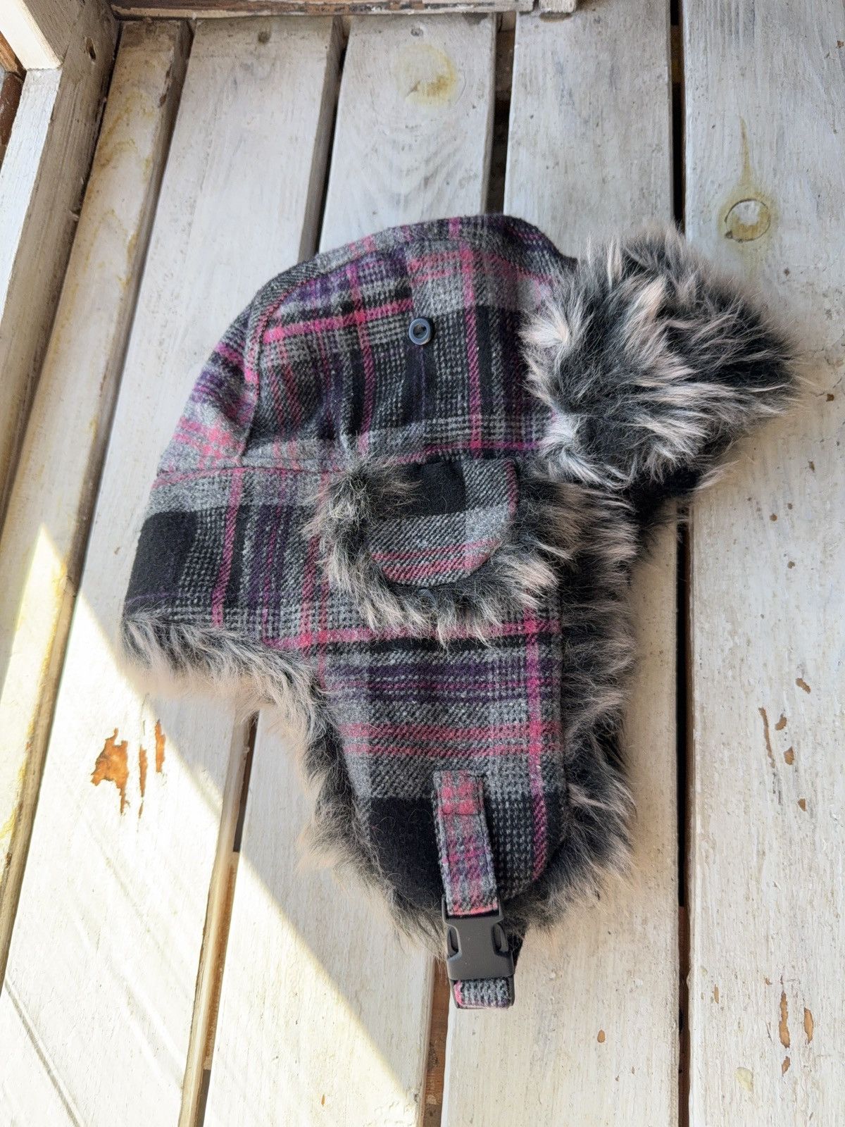 Japanese Brand Y2K Vintage Fuzzy Hat Mohair knit Ushanka Trapper hat retro Size ONE SIZE - 8 Thumbnail