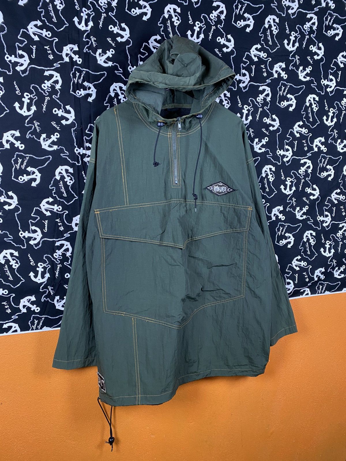 Japanese Brand Vintage PRACT Olive Green Hooded Pullover Jacket Anorak Size US L / EU 52-54 / 3 - 5 Thumbnail