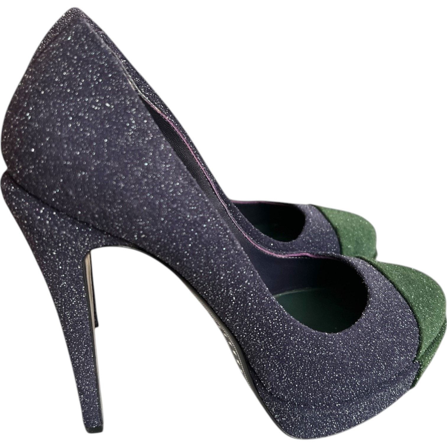 Chanel CHANEL Purple/Green Interlocking CC Logo Pumps, US8.5/IT38.5 Size US 8.5 / IT 38.5 - 4 Thumbnail