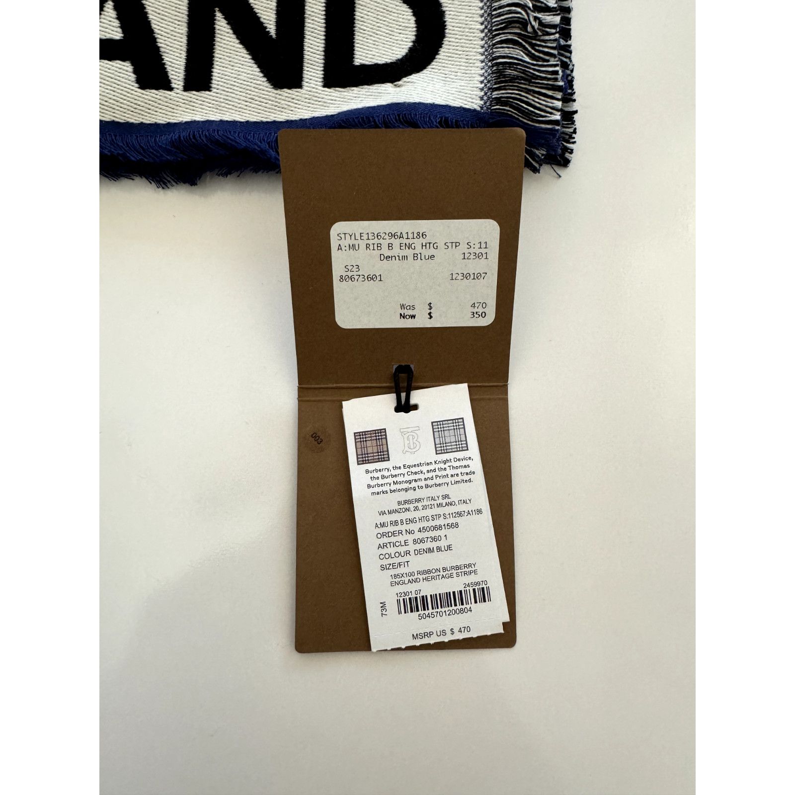Burberry NWT $470 Burberry Cotton Scarf Denim Blue 185x100 8067360 Size ONE SIZE - 8 Thumbnail