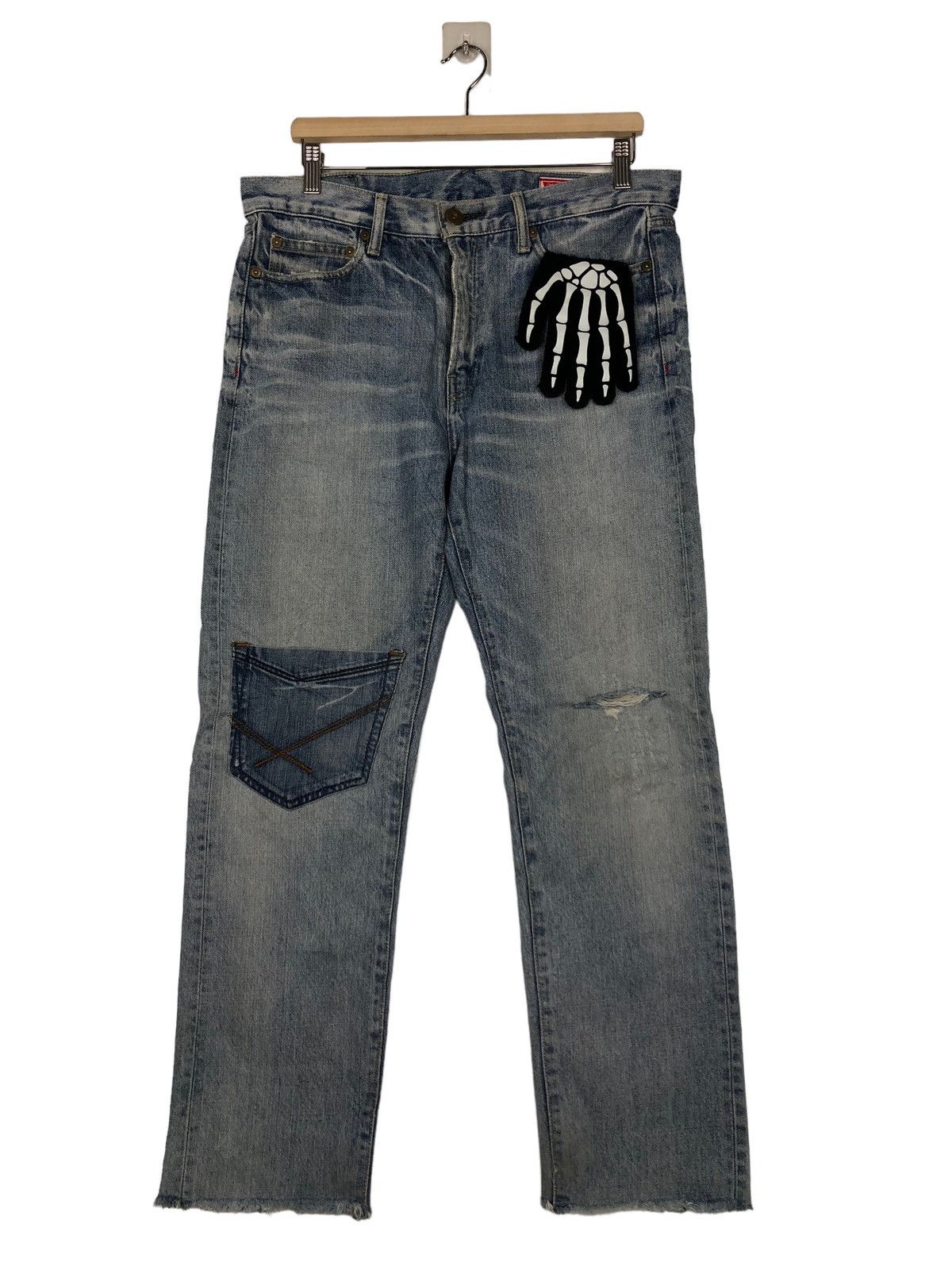 Japanese Brand 🔥VINTAGE RODEO CROWNS DISTRESSED JEANS PUNK DESIGN Size US 35 - 1 Thumbnail