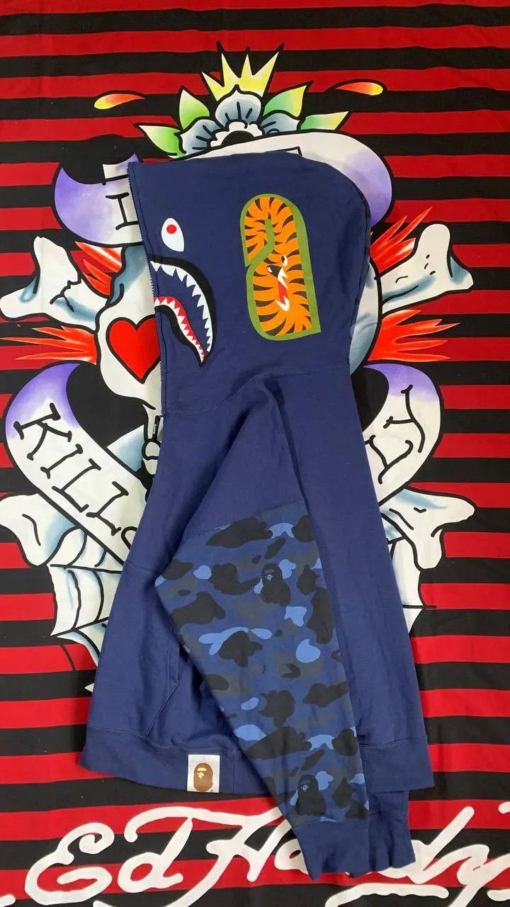 Bape BAPE Giant 1ST camo shark loose fit full zip hoodie in Blue Size US XL / EU 56 / 4 - 1 Thumbnail