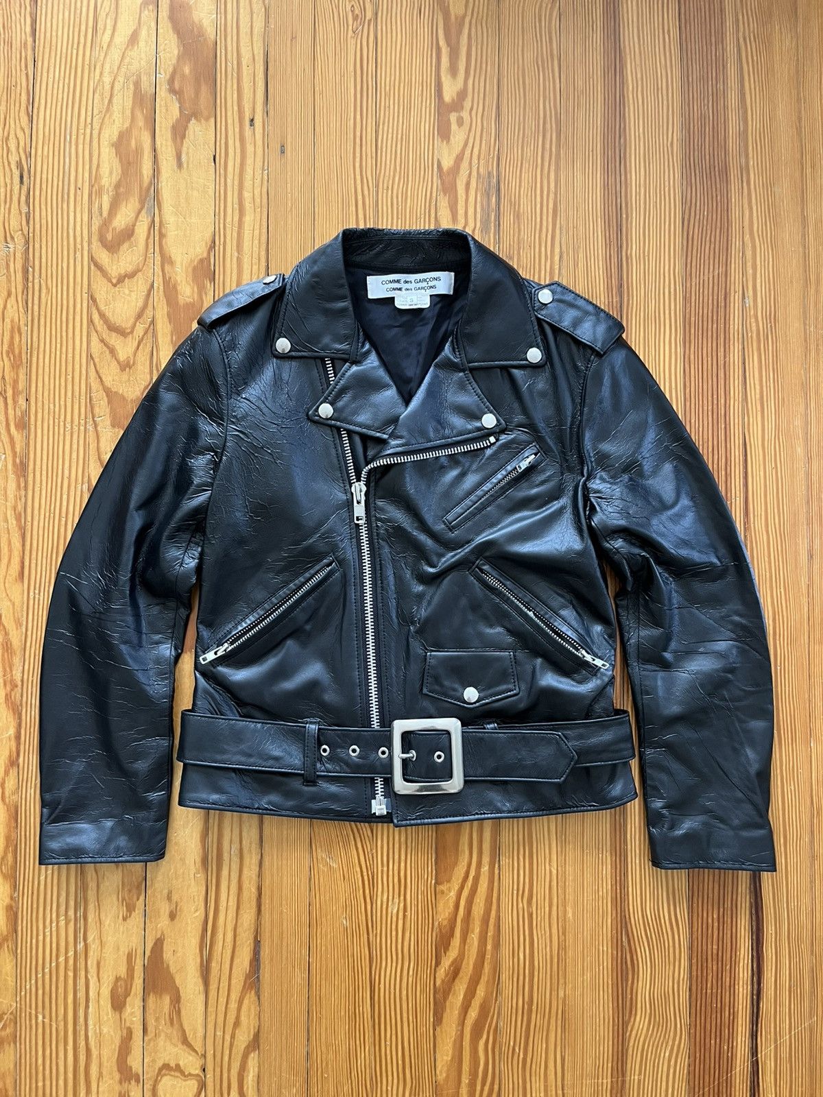 Comme des Garçons 00AW PU Leather Jacket ad2004 Comme des Garcons Round Collar Punk Ballerina Leather