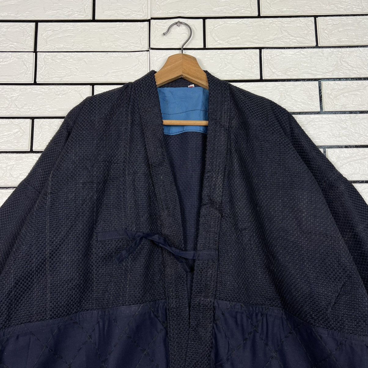 Japanese Brand Vintage Thick Weave KIMONO DarkBlue Hanten Jacket #4054-C184 Size US XL / EU 56 / 4 - 2 Thumbnail