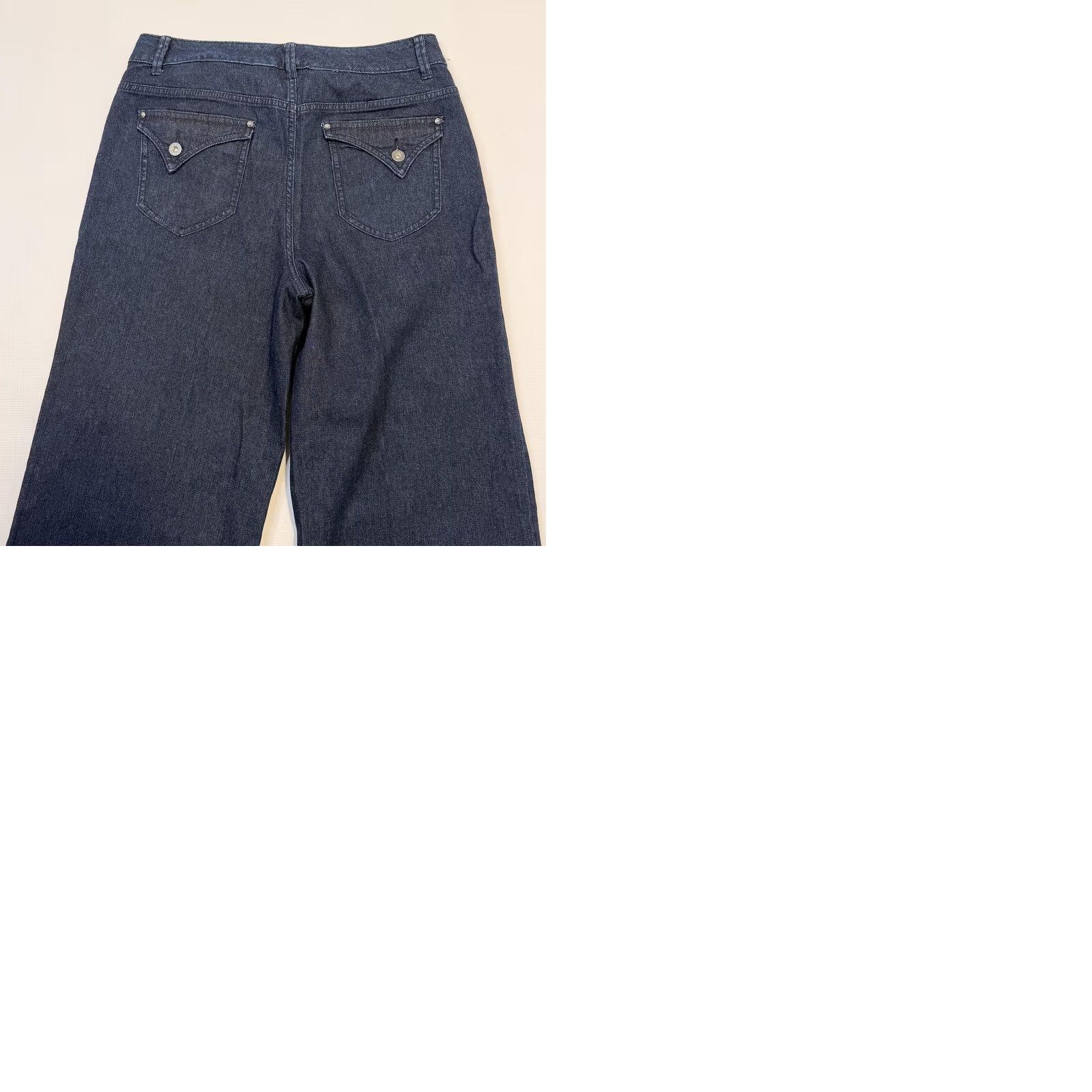 Vintage EDGE by Jen Rade Jeans Womens 10 Blue Wide-Leg High Rise Stretch Denim Dark Wash (High-Rise) Womens Jeans 5-Pocket Design, Zip Closure, 29in Inseam Size 32" / US 10 / IT 46 - 9 Thumbnail