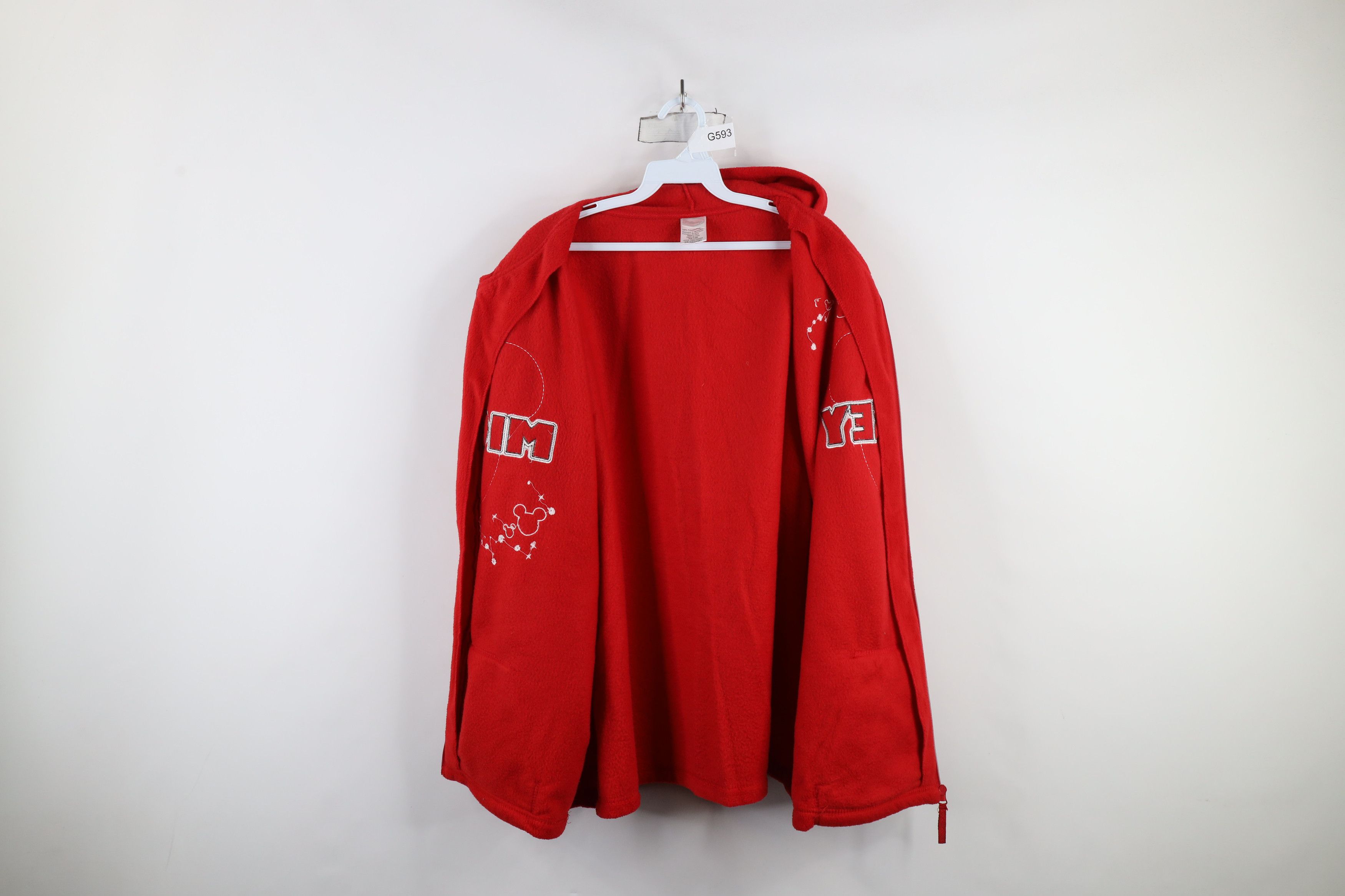 Disney × Vintage Vintage 90s Disney Mickey Mouse Full Zip Fleece Hoodie Red Size 3XL / US 20-22 - 11 Thumbnail