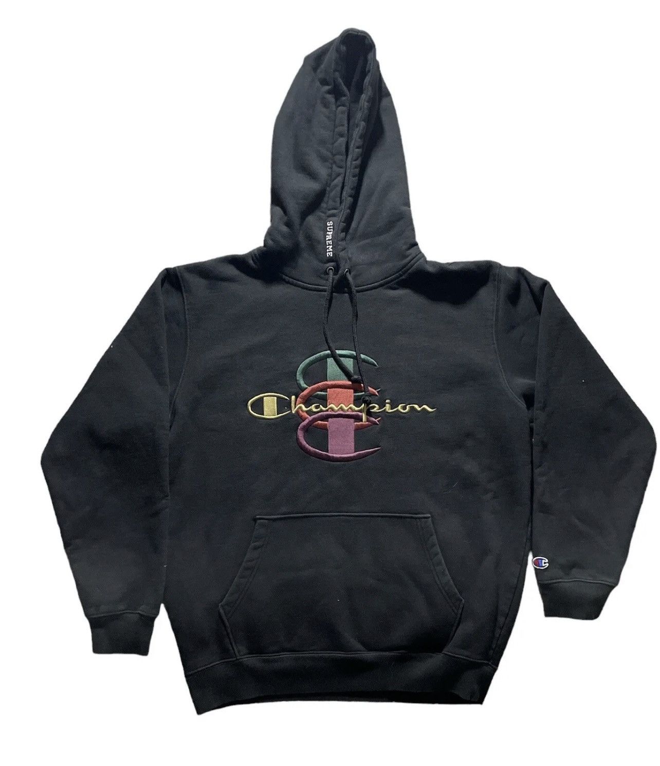 image of Champion Stacked C Hoodie Medium in Black, Men's