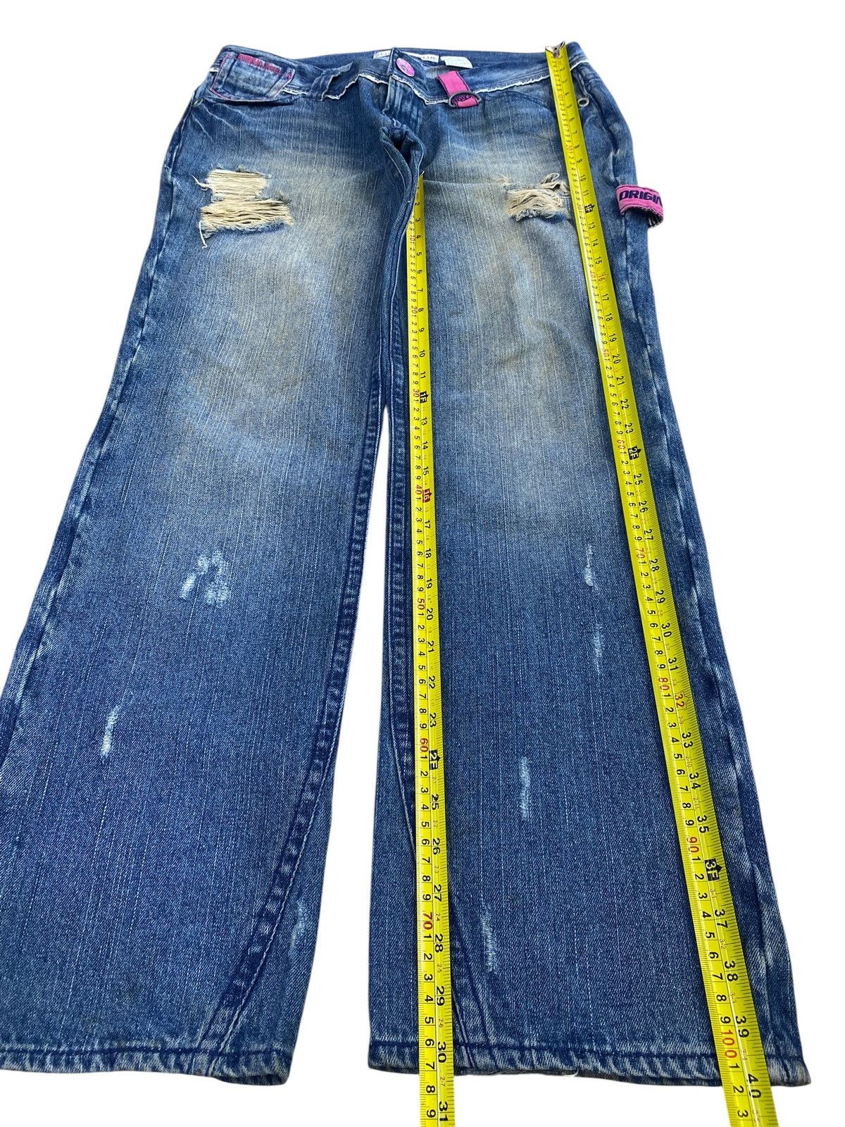 Japanese Brand Blue Moon Faded Wash Ripped Style Back Carpenter Jeans Size US 33 - 7 Thumbnail