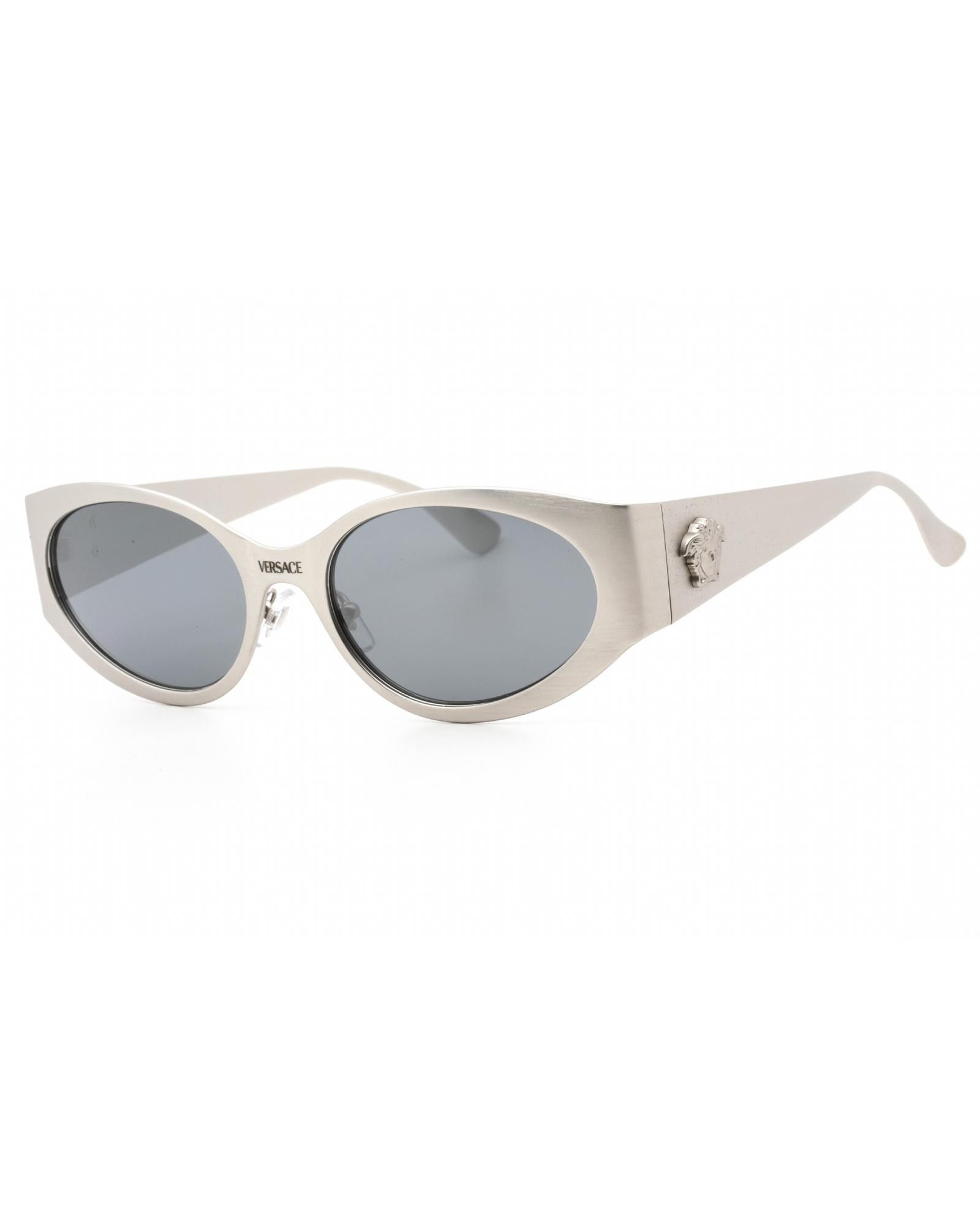 image of Versace 0Ve2263 Sunglasses Matte Silver / Light Grey Mirror, Women's