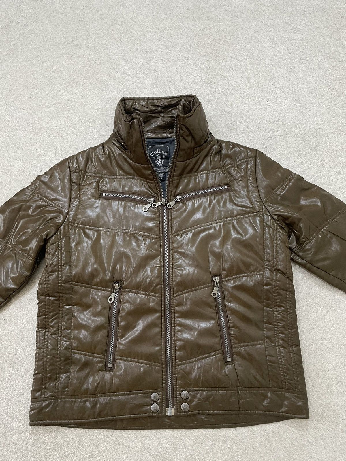 14th Addiction 2000s Japanese Brown Faux Leather Puffer Jacket Fur Hood Y2K Size US M / EU 48-50 / 2 - 7 Thumbnail