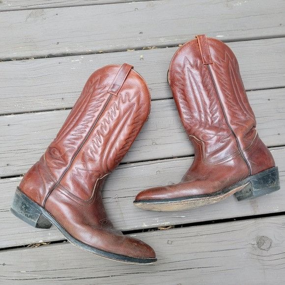 Mason's Vintage 60s Mason Shoes Brown Leather Western Cowboy Motorcy Size US 11 / EU 44 - 3 Thumbnail