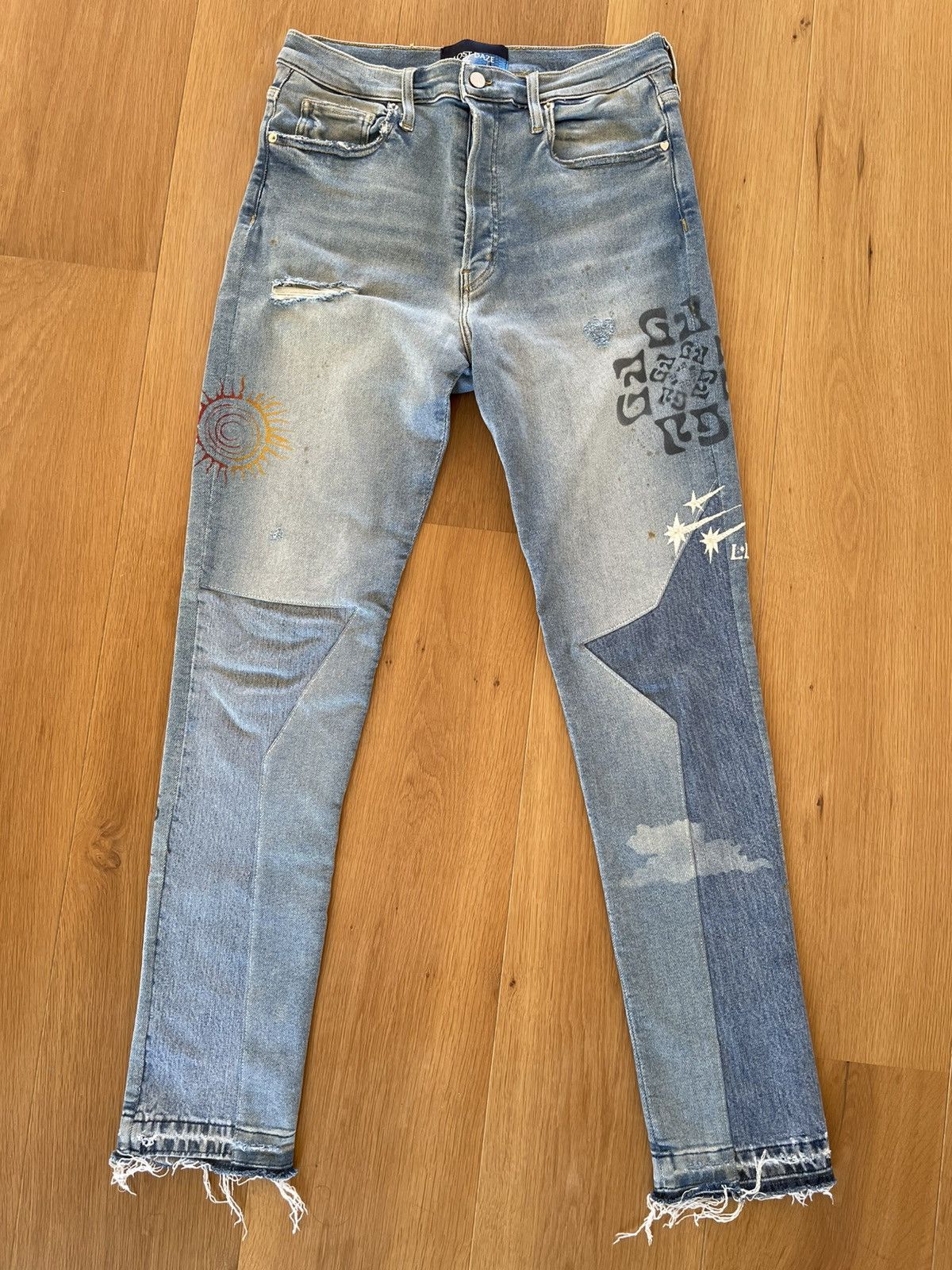 Lost Daze Lost Daze Panelled Embroidered Printed Jeans Size US 32 / EU 48 - 1 Thumbnail