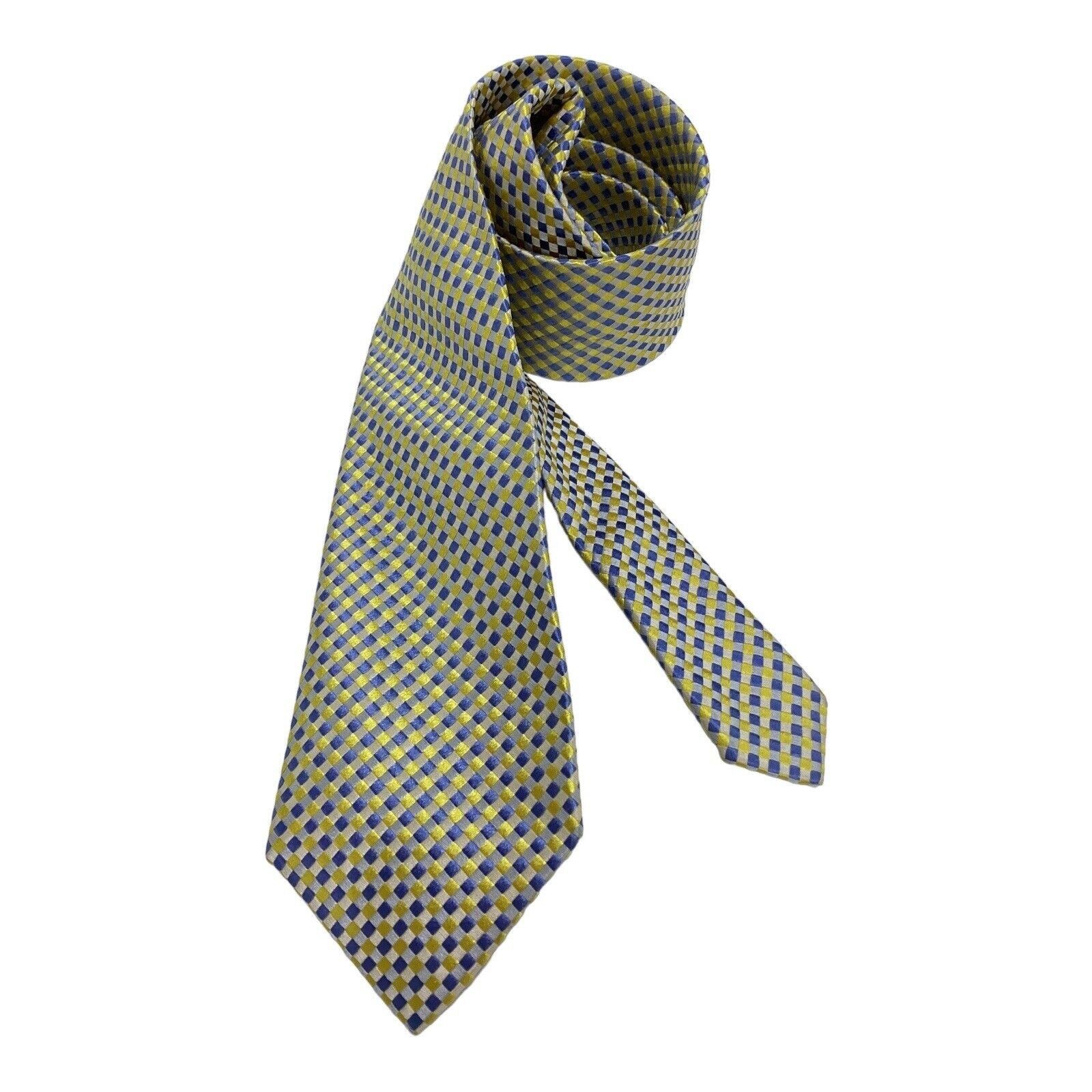 Charles Tyrwhitt CHARLES TYRWHITT YELLOW PLaids & Cheks Silk Tie Hand Made In Size ONE SIZE - 2 Thumbnail