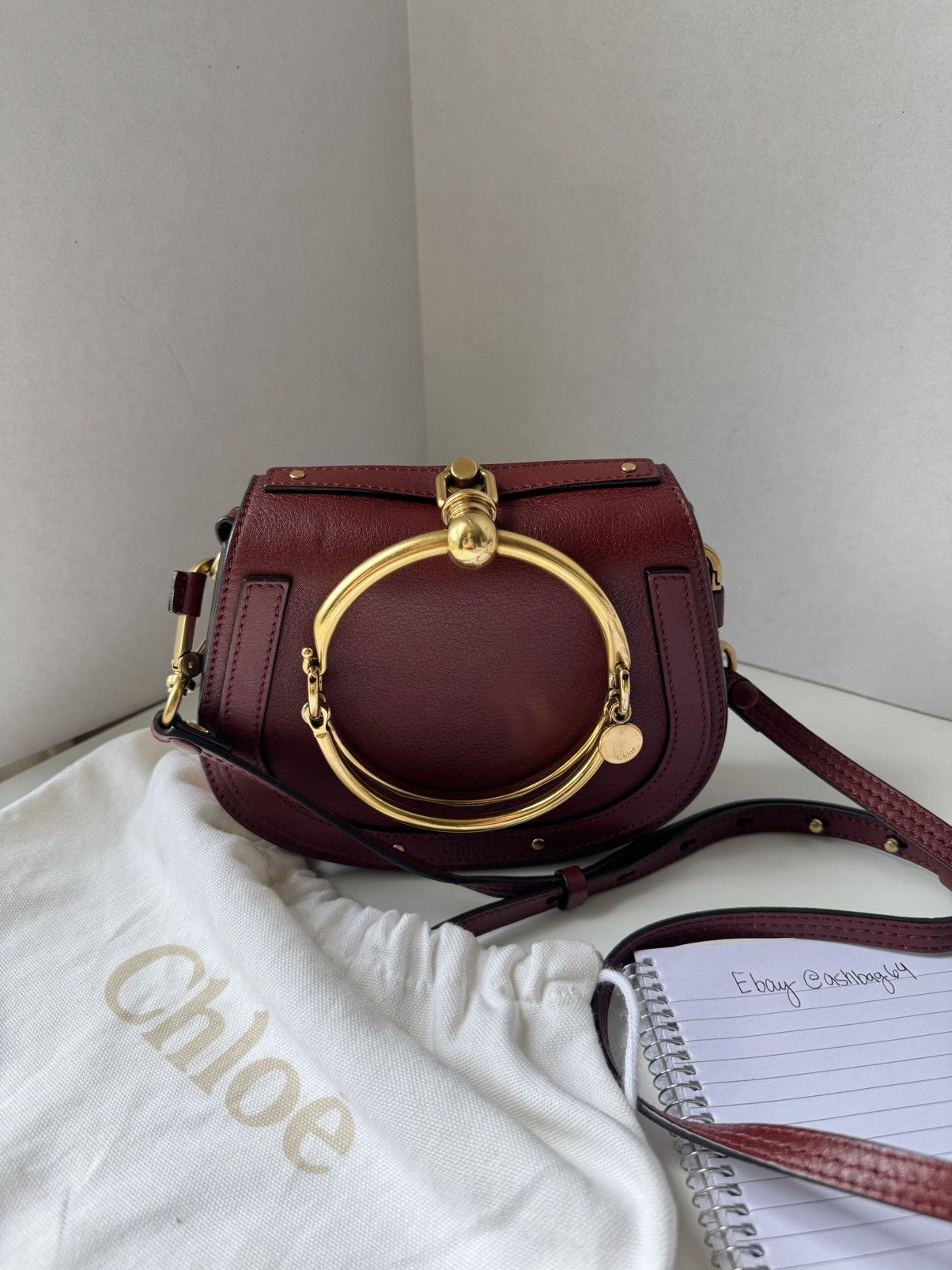 Chloé Nile Minaudière Bracelet Bag Burgundy