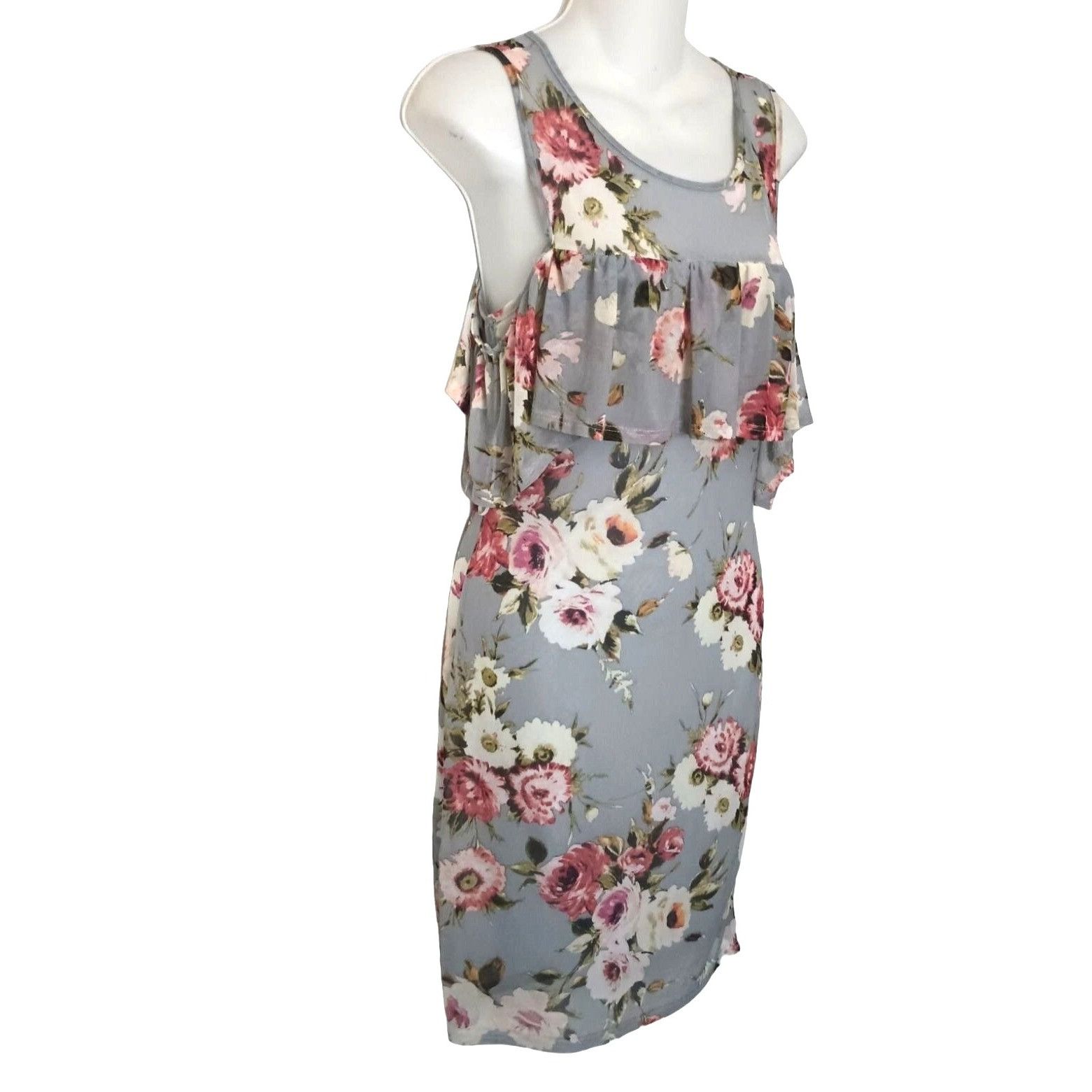 Vintage Potters Pot Women's Sleeveless Floral Dress Mesh Lined M Med Size M / US 6-8 / IT 42-44 - 3 Thumbnail