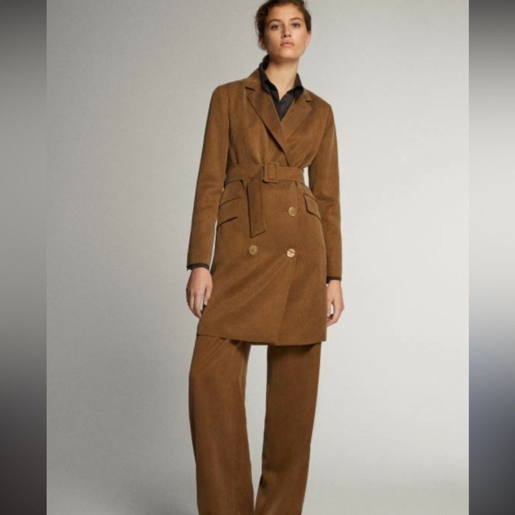 Massimo Dutti MASSIMO DUTTI Blazer Dress / Trench Coat Tan Belted Fall 6 Size M / US 6-8 / IT 42-44 - 2 Thumbnail
