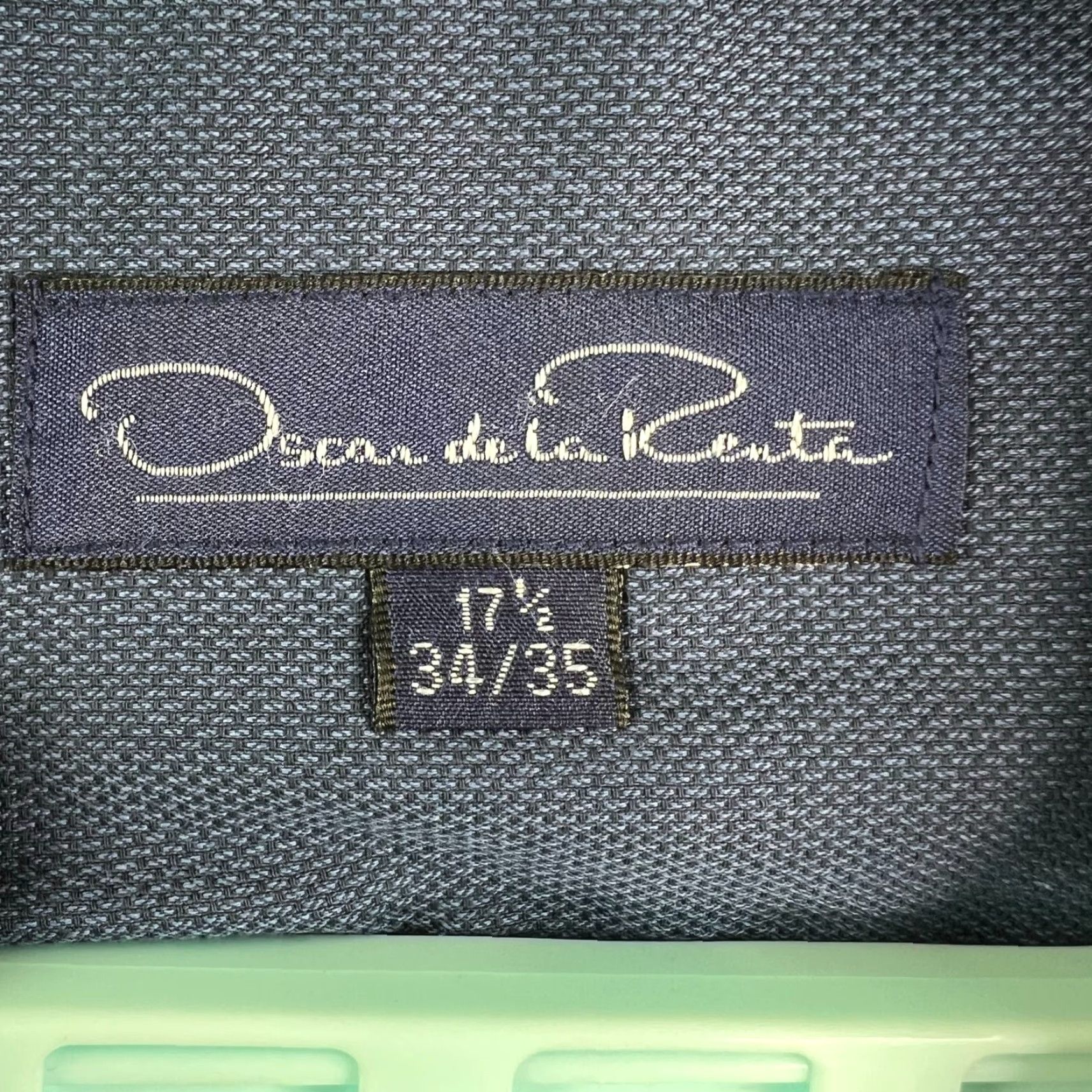 Oscar De La Renta Oscar De La Renta Dress Shirt Mens 17.5 34/35 Light Blue Long Sleeve Button-Up Regular Fit Size 46R - 4 Thumbnail