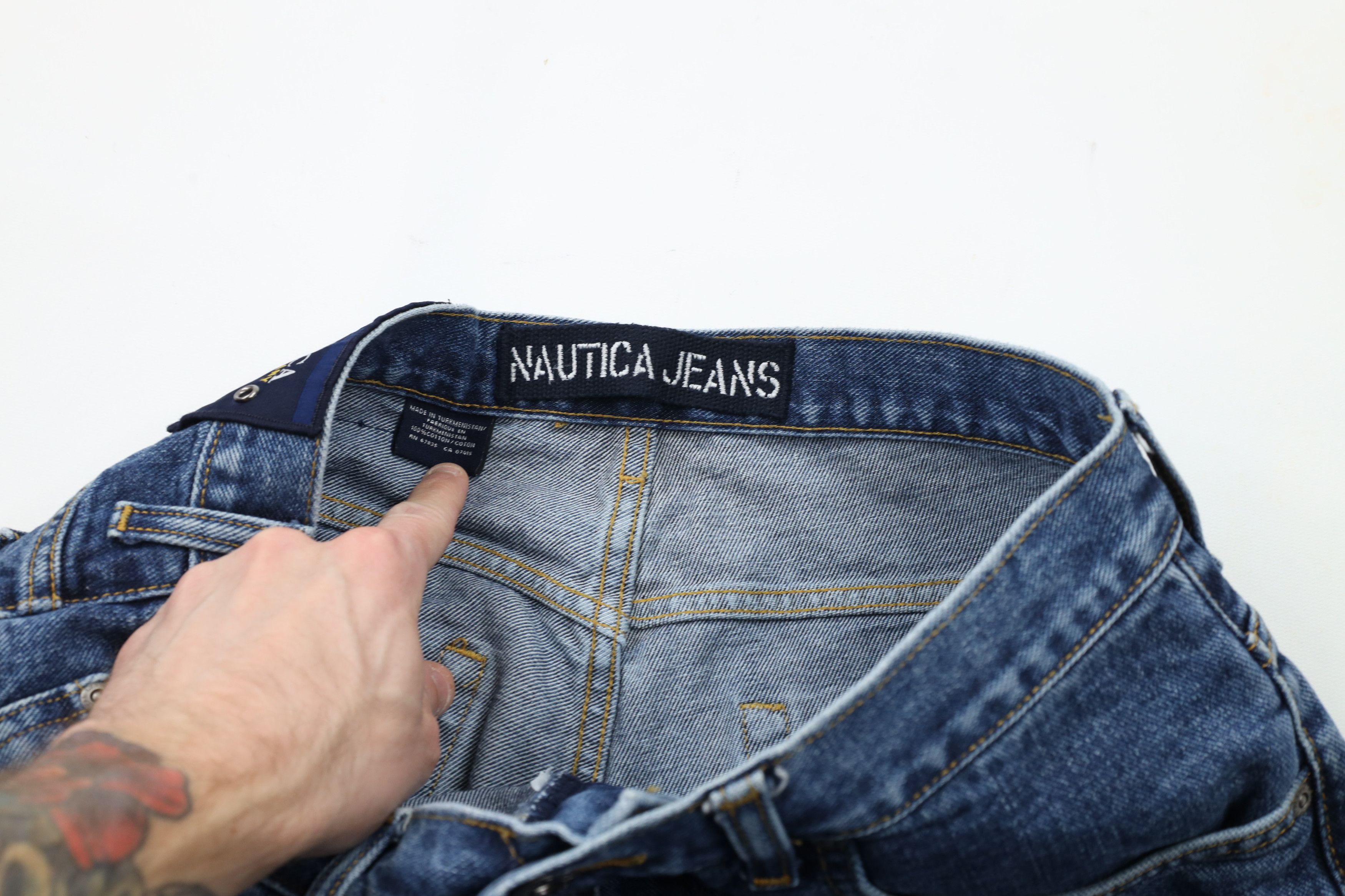 Nautica × Vintage Vintage 90s Nautica Out Baggy Wide Leg Denim Jeans Blue Size US 32 / EU 48 - 7 Thumbnail