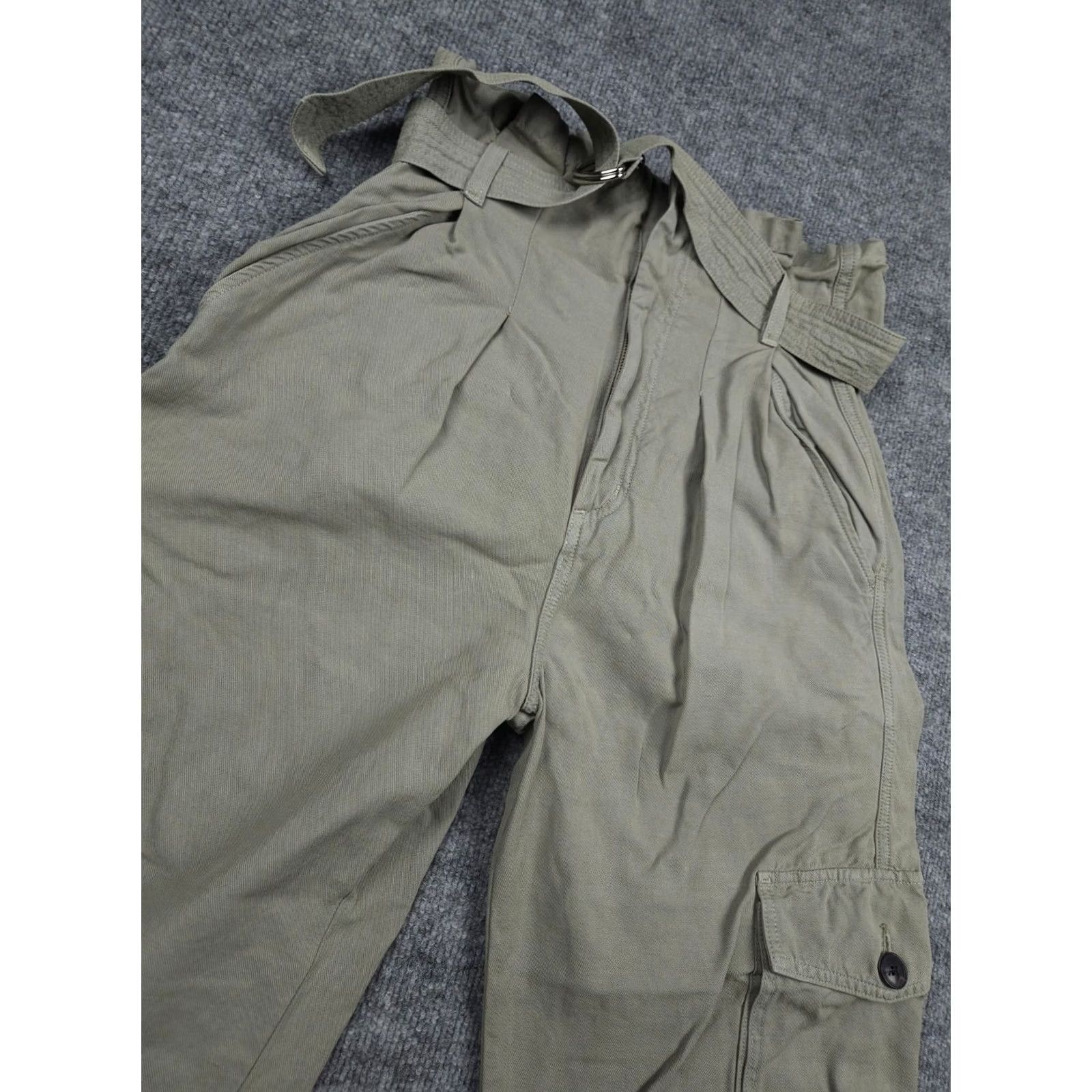Citizens Of Humanity Citizens of Humanity Pants Wide Leg Cropped Paper Bag High Waist Green 24 Linen Blend Casual Workwear Travel Size ONE SIZE - 3 Thumbnail