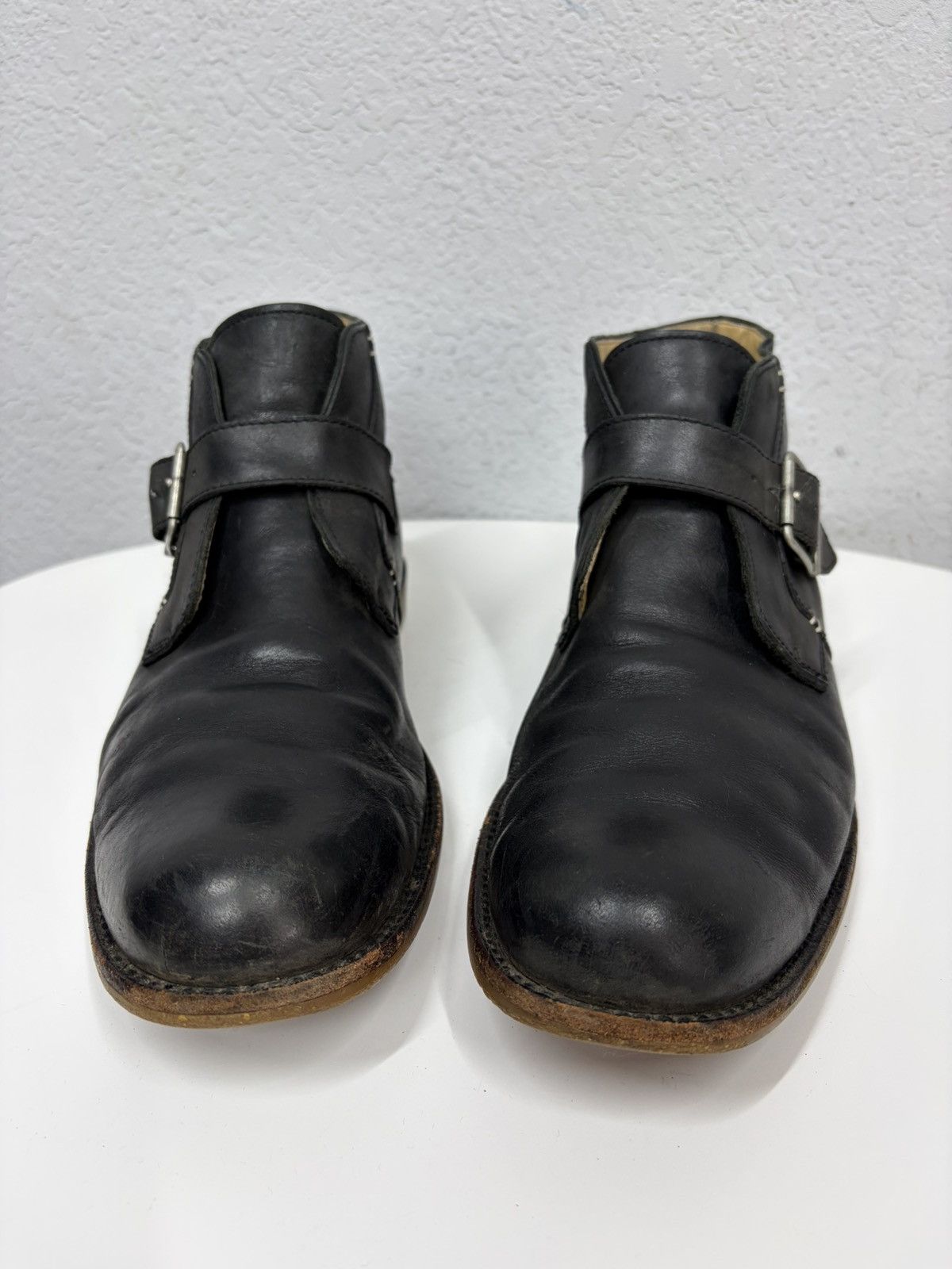 If Six Was Nine Vintage Y2K Guidi CCP Style Distressed Leather Biker Boots Size US 12 / EU 45 - 6 Thumbnail