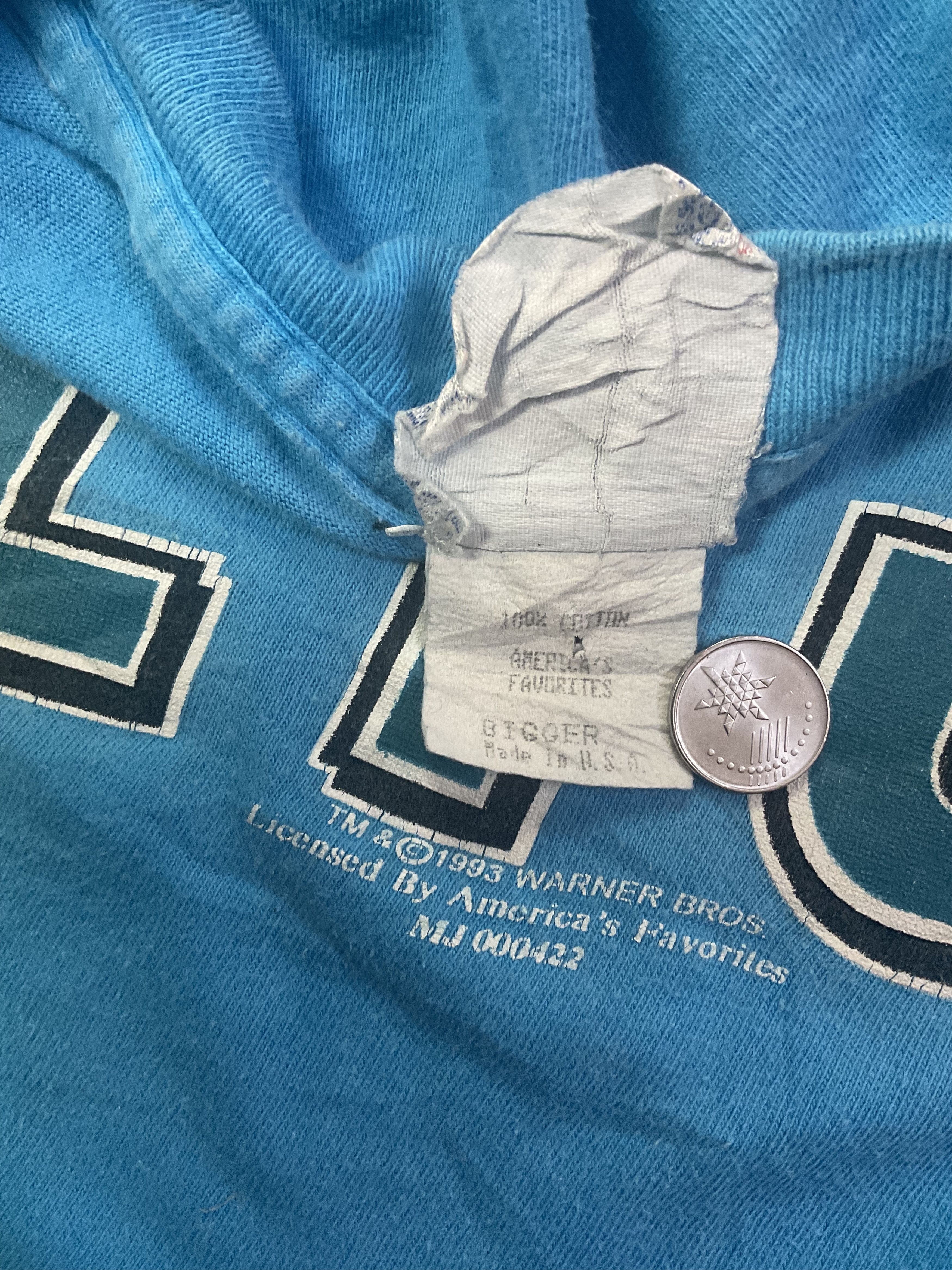 NBA Vintage 1993 NBA Charlotte Hornets Looney Tunes Tshirt Taz Size US XL / EU 56 / 4 - 5 Thumbnail