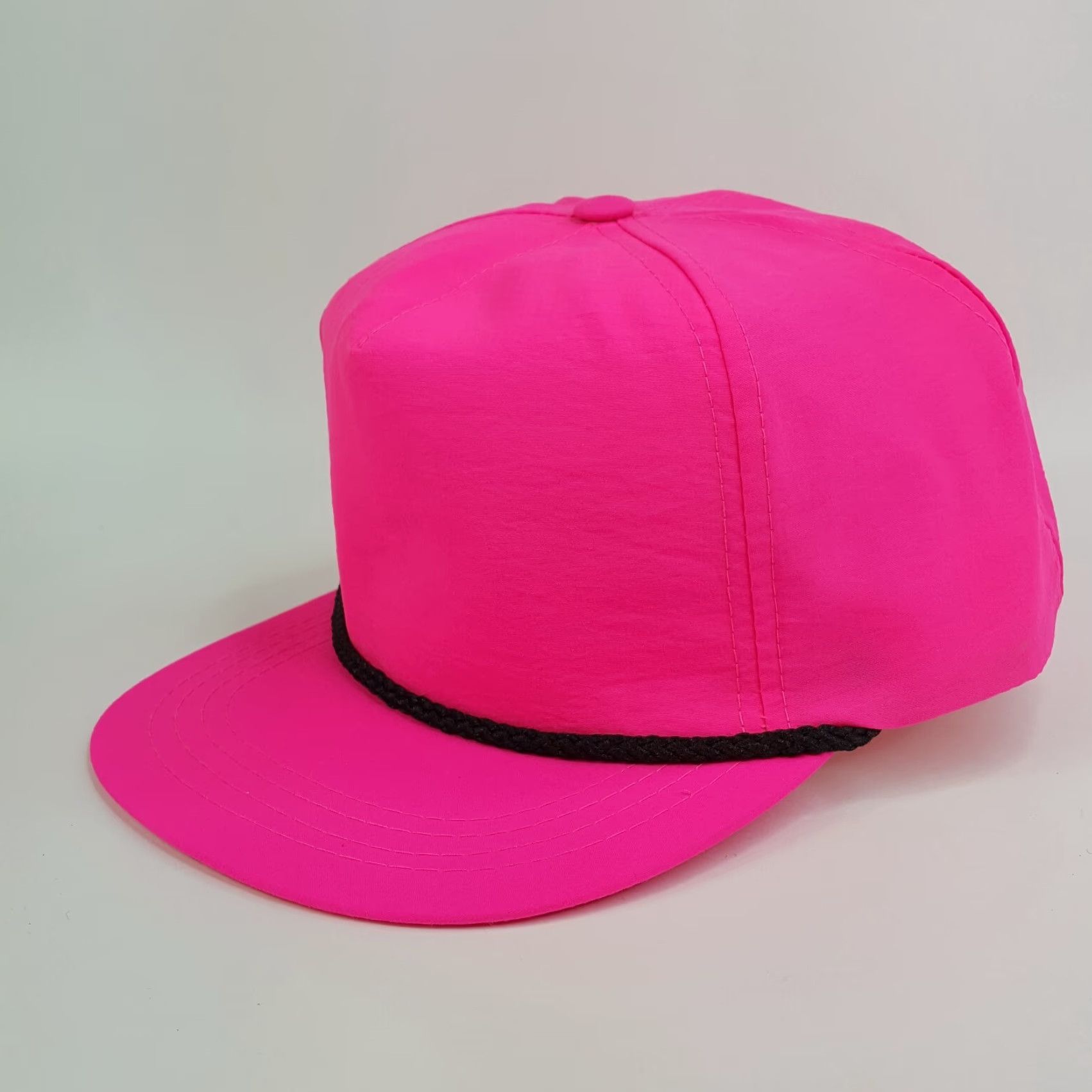 Vintage VINTAGE 80s Neon Pink Trucker Hat Town Talk Adjustable Snapback Cap Navy USA Rose Pink Logo Embroidered Plain Solid Pattern Hat Mens Size ONE SIZE - 2 Thumbnail